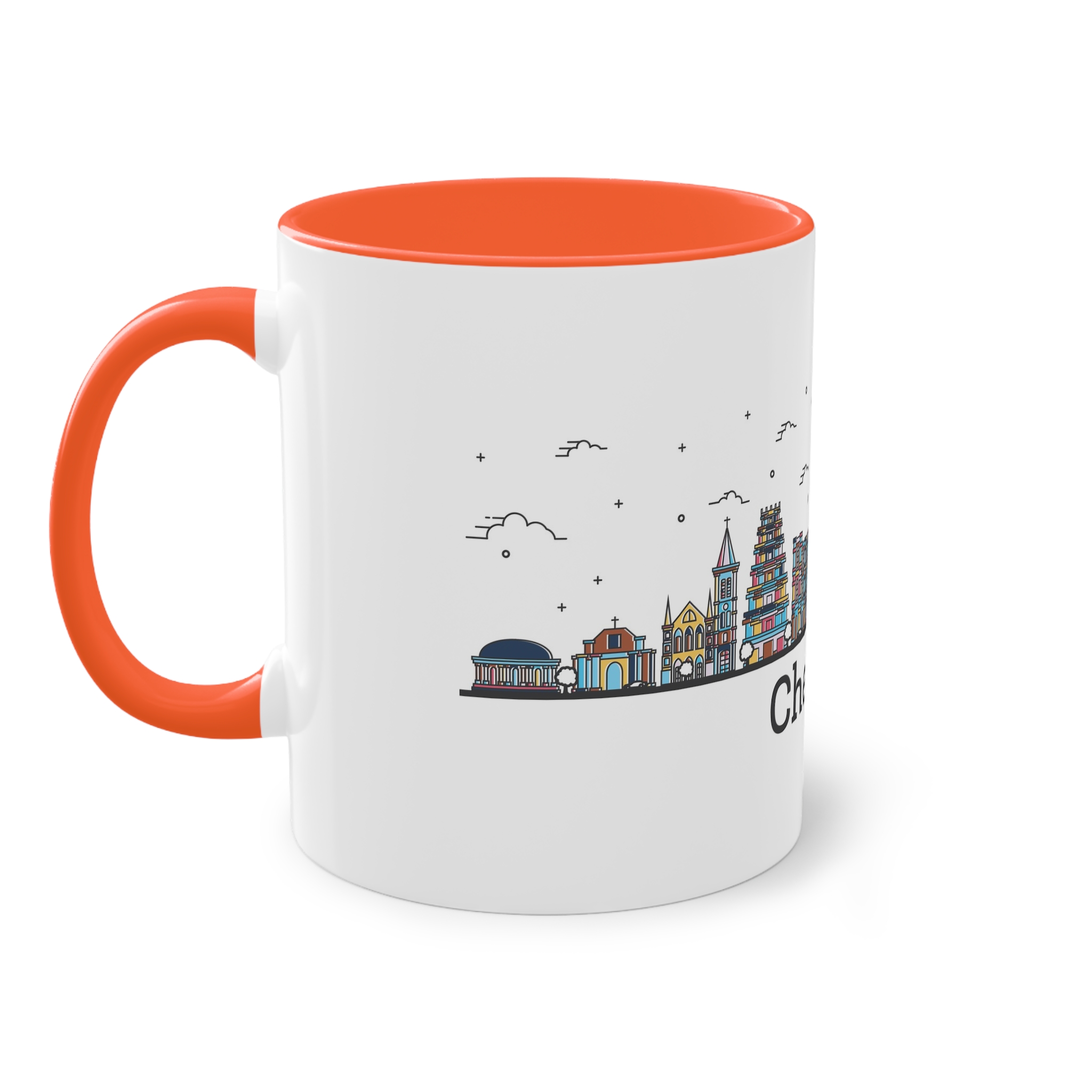 Chennai Outline Bold Color Two Tone Coffee Mug 11oz - Image 15