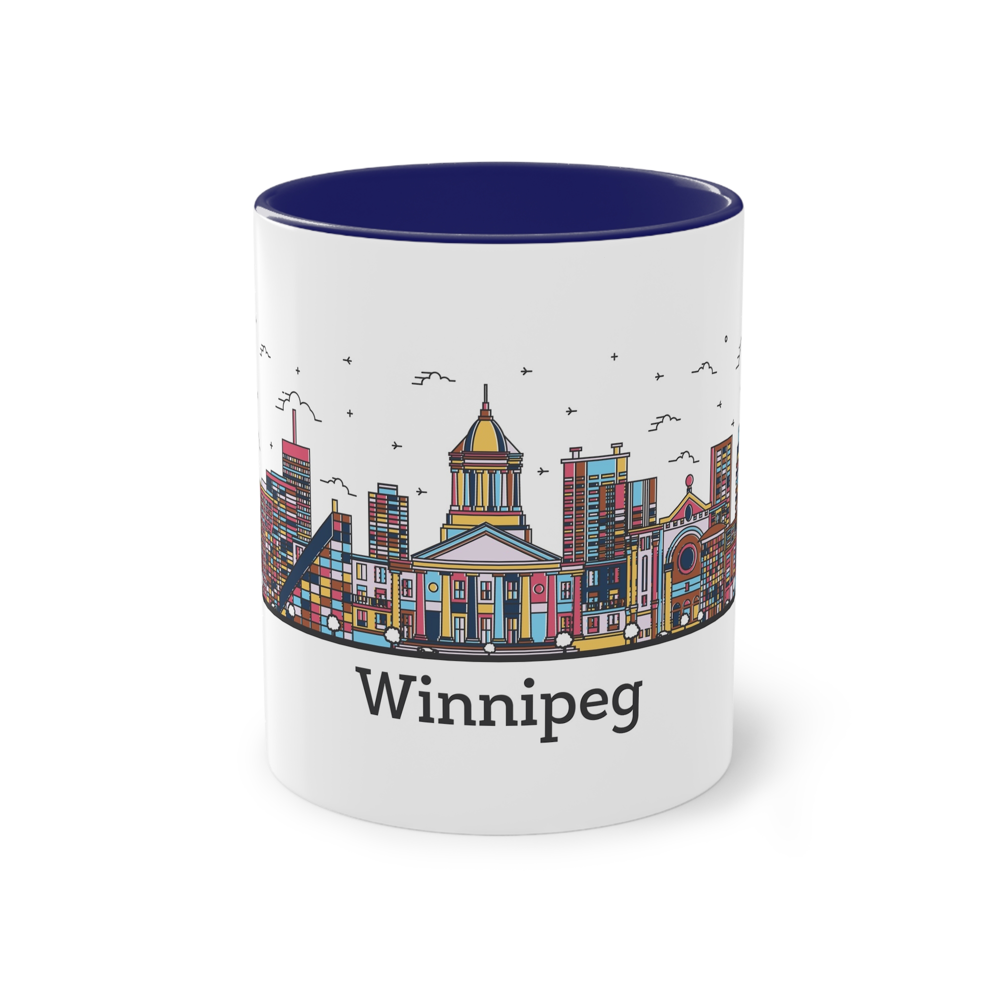 Winnipeg Outline Bold Color Two Tone Coffee Mug 11oz - Image 41