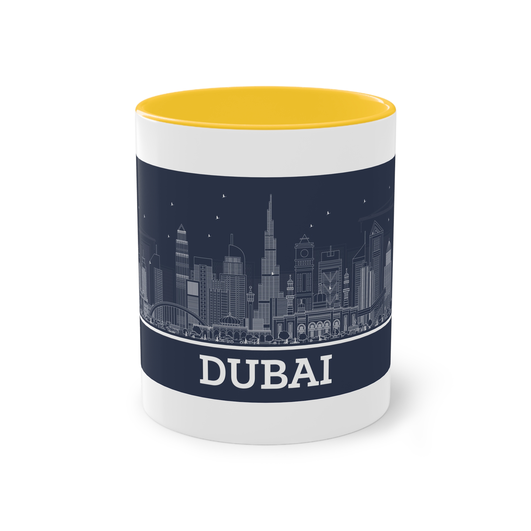 Dubai New Outline Inverse Two Tone Coffee Mug 11oz - Image 17