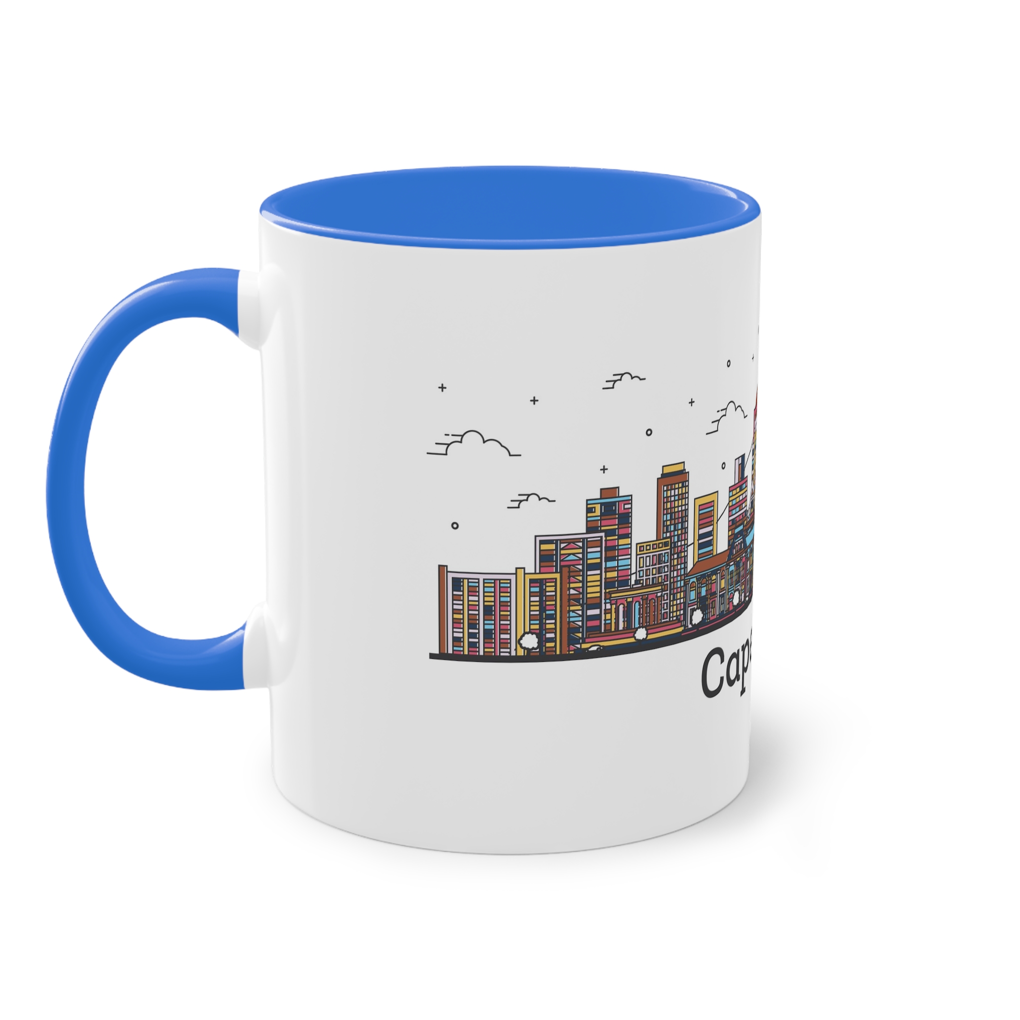 Cape Town Outline Bold Color Two Tone Coffee Mug 11oz - Image 39