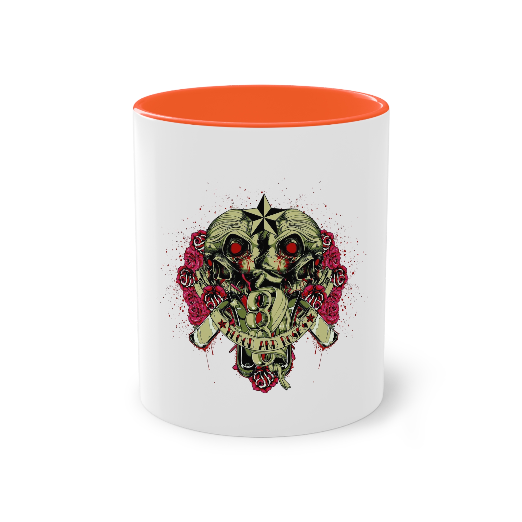 Back Back Zombie Skulls With Blades Knuckle Duster Two Tone Coffee Mug 11oz - Image 13