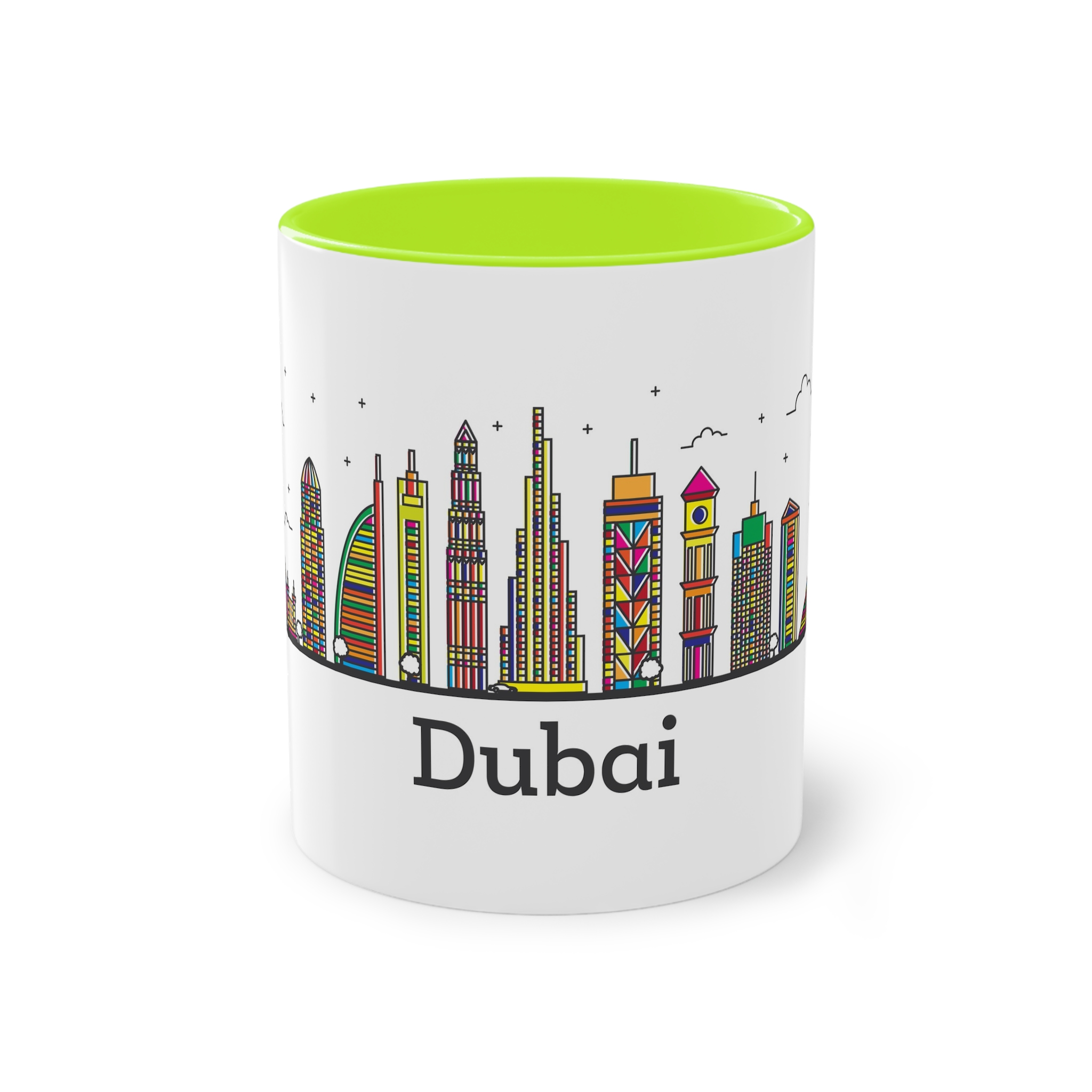 Dubai Outline Bold Color Two Tone Coffee Mug 11oz - Image 25