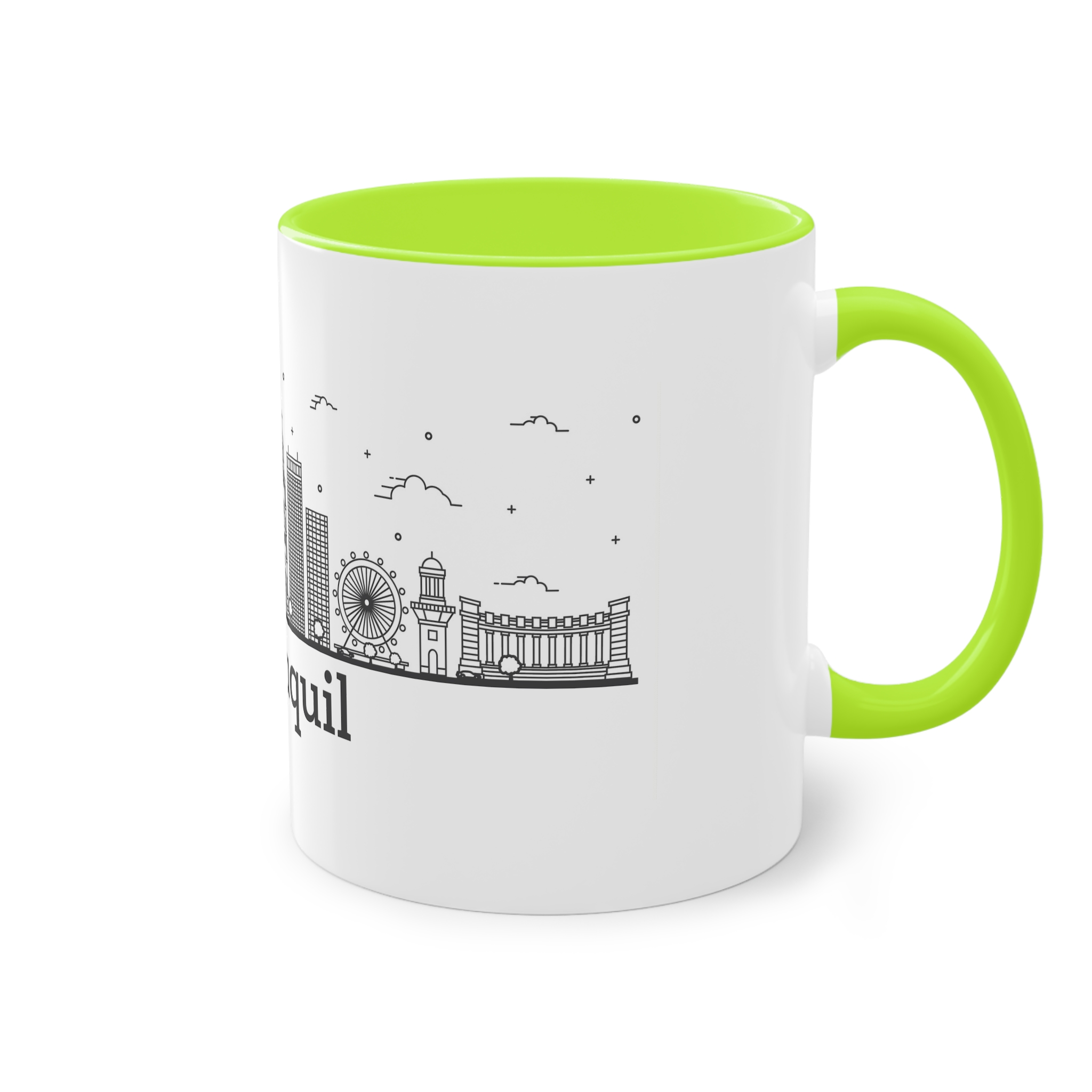Guayaquil Outline Bold Two Tone Coffee Mug 11oz - Image 28