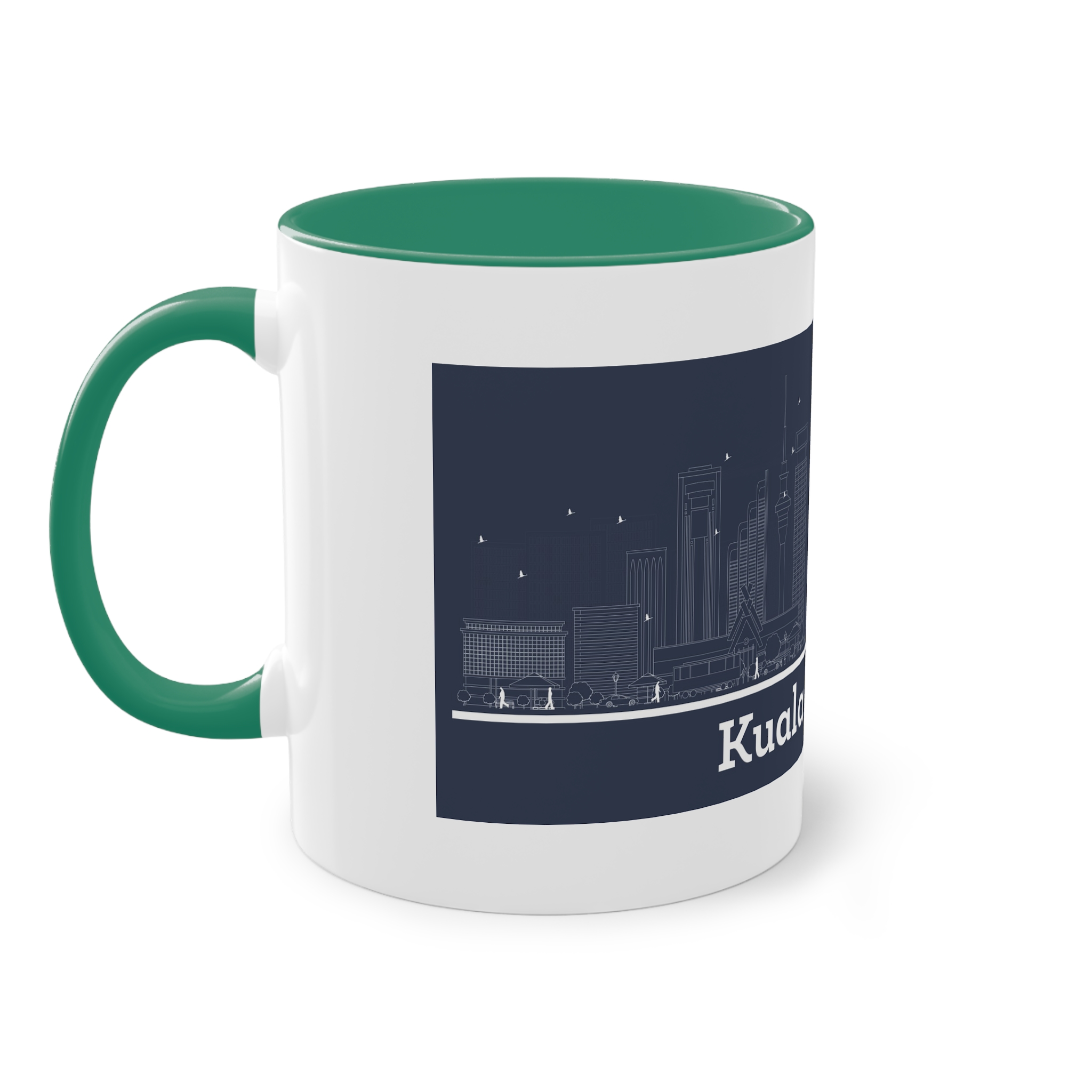 Kuala Lumpur Outline Inverse Two Tone Coffee Mug 11oz - Image 31