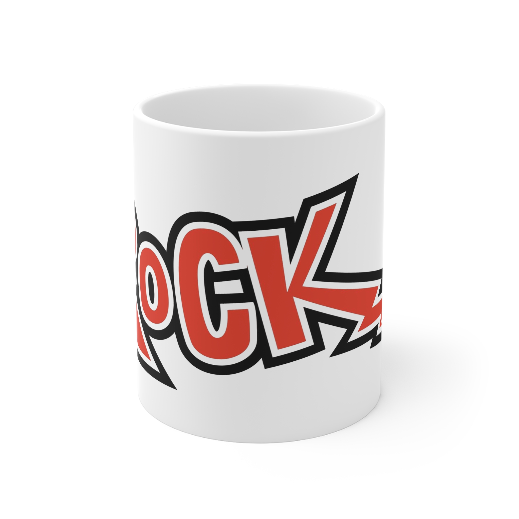 Rock Logo Decorative Font Word Music Typography 11oz White Mug