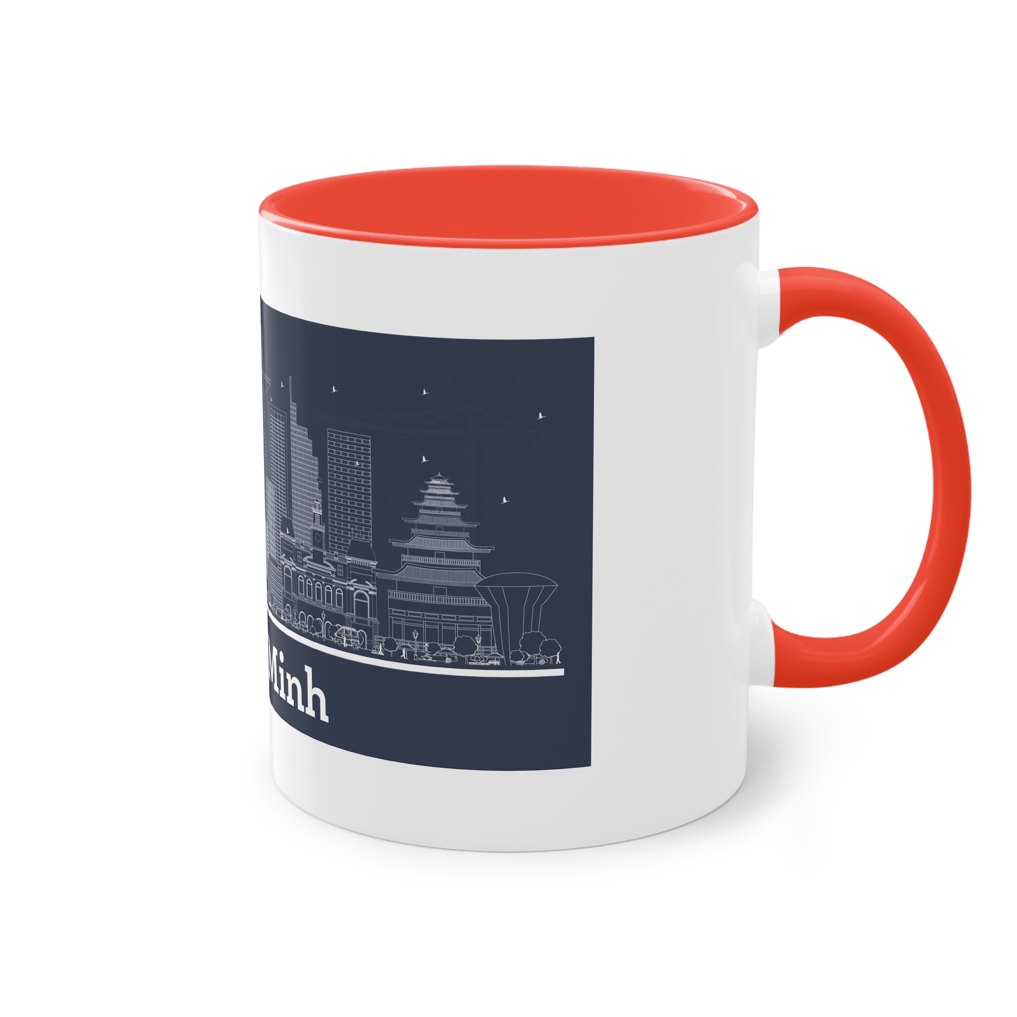 Ho Chi Minh Outline Inverse Two Tone Coffee Mug 11oz - Image 4