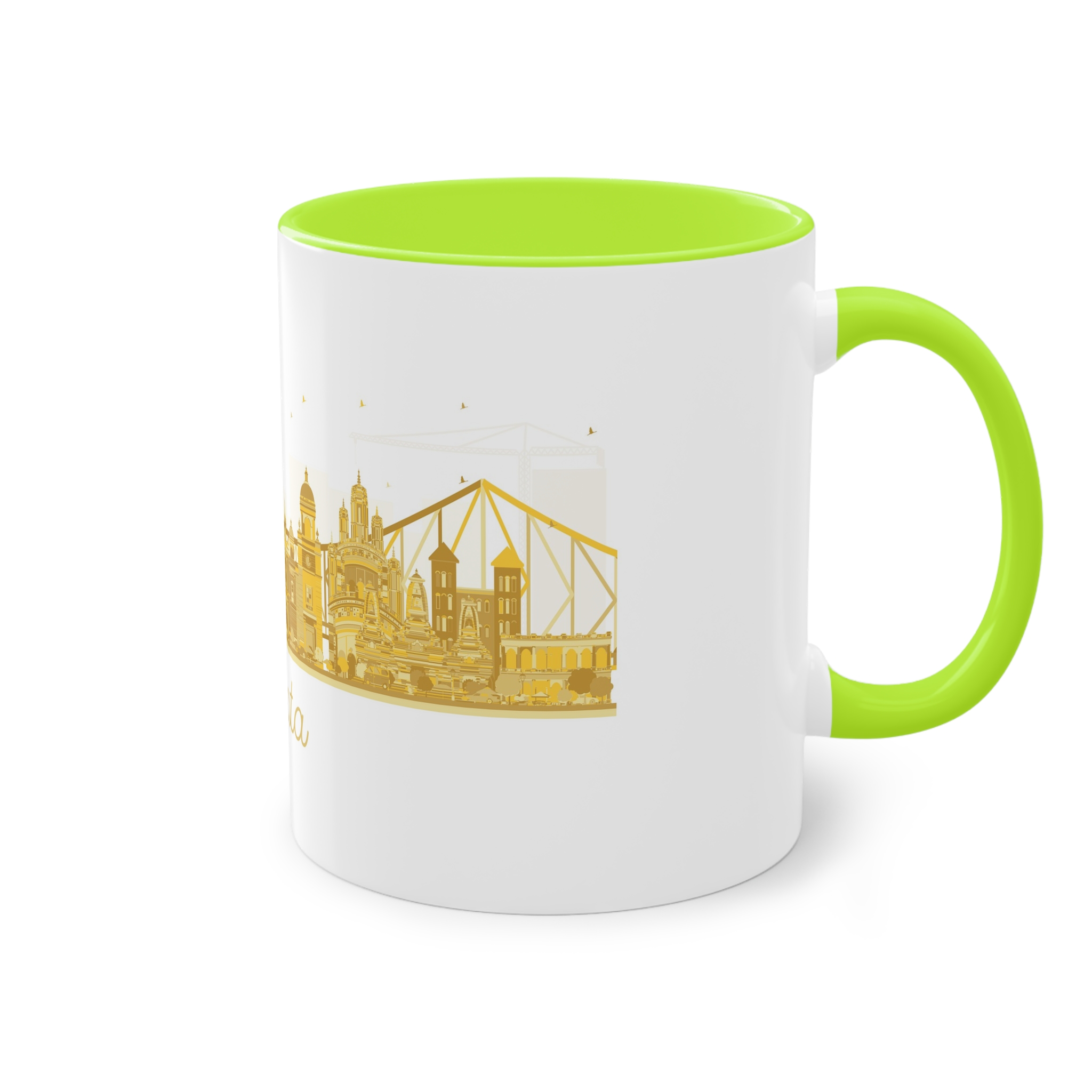Kolkata Silhouette Golden 1 Two Tone Coffee Mug 11oz - Image 28