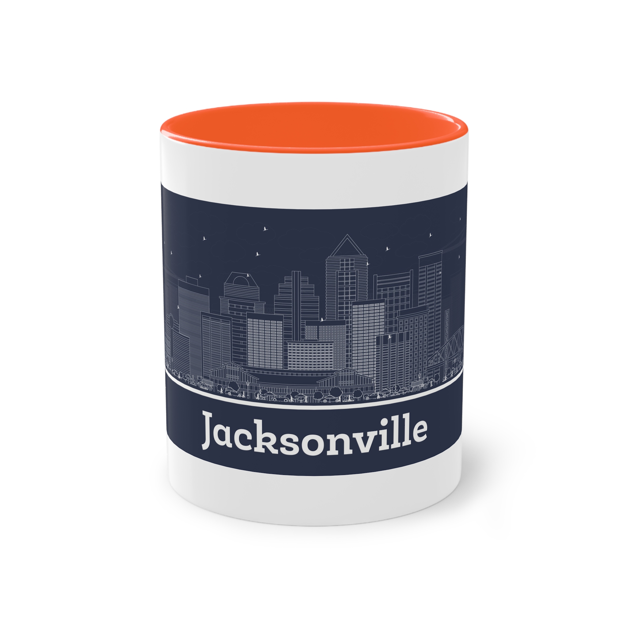 Jacksonville Outline Inverse Two Tone Coffee Mug 11oz - Image 13