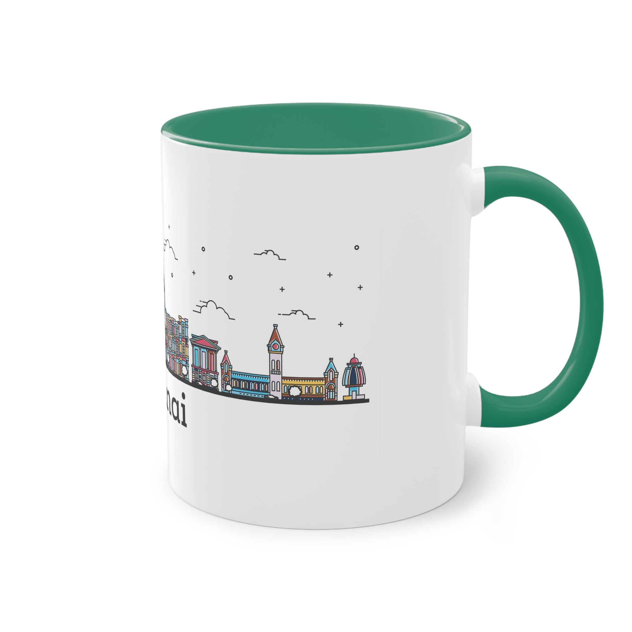 Chennai Outline Bold Color Two Tone Coffee Mug 11oz - Image 32
