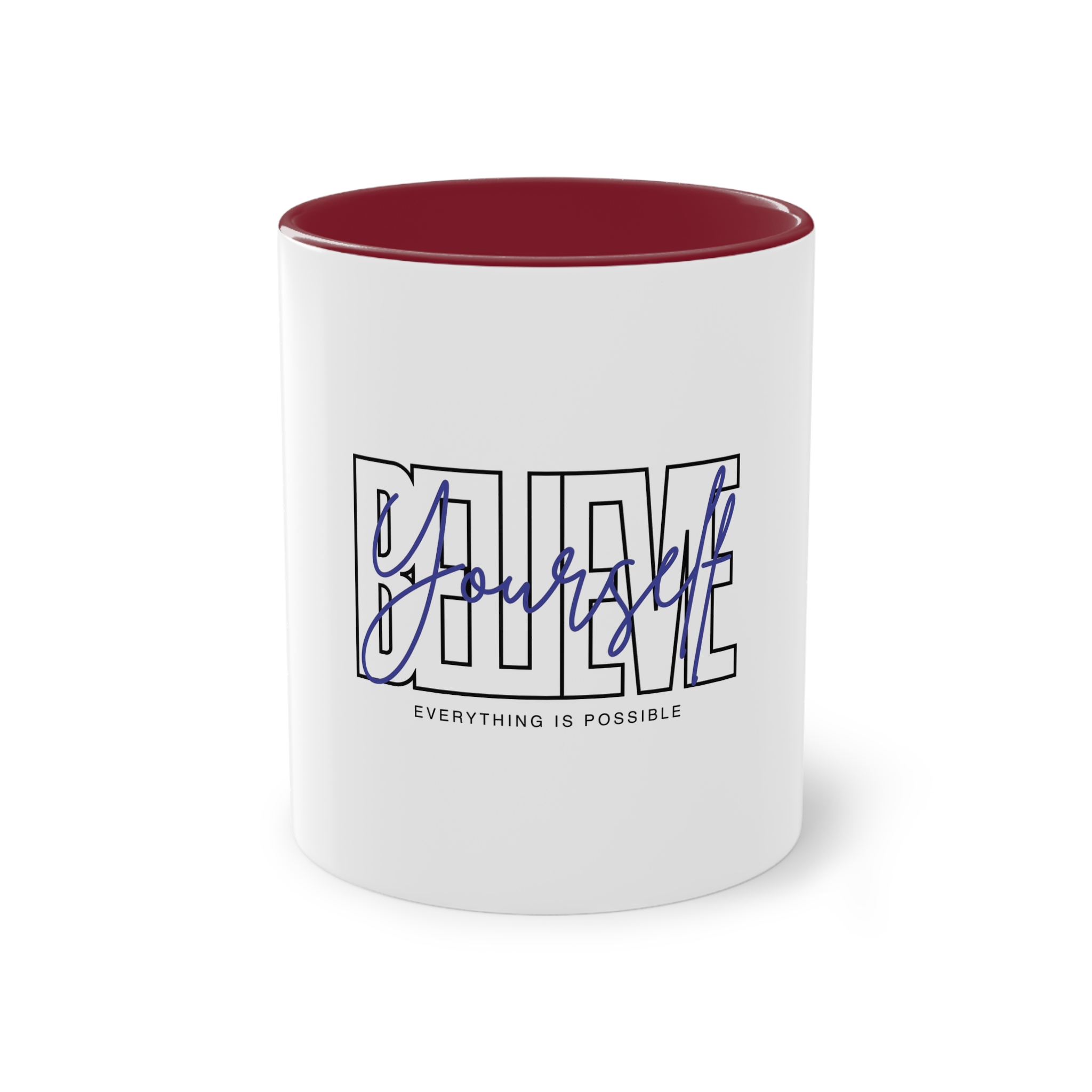 Believe Yourself Positive Affirmation Typography Two Tone Coffee Mug 11oz - Image 5