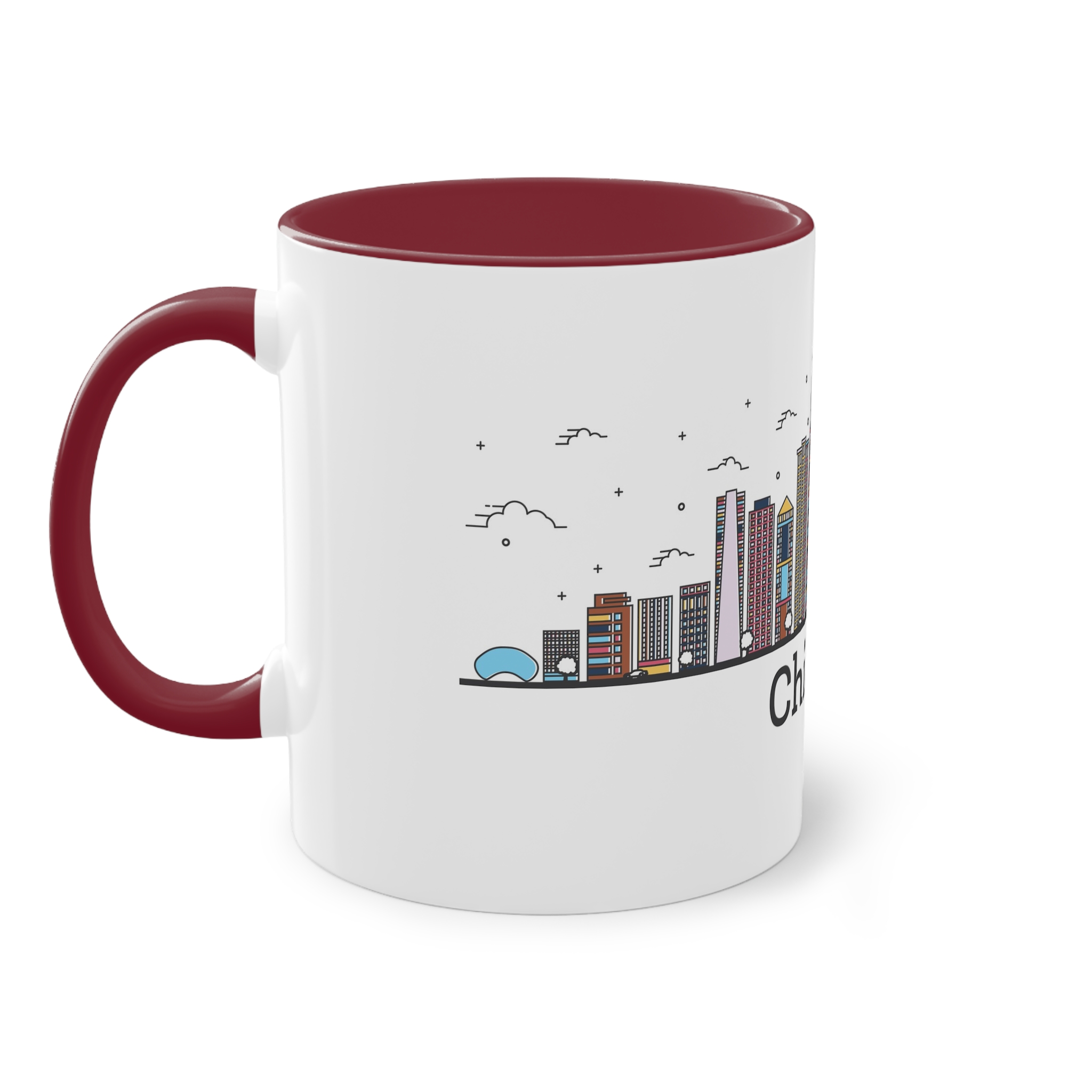 Chicago Outline Bold Color Two Tone Coffee Mug 11oz - Image 7