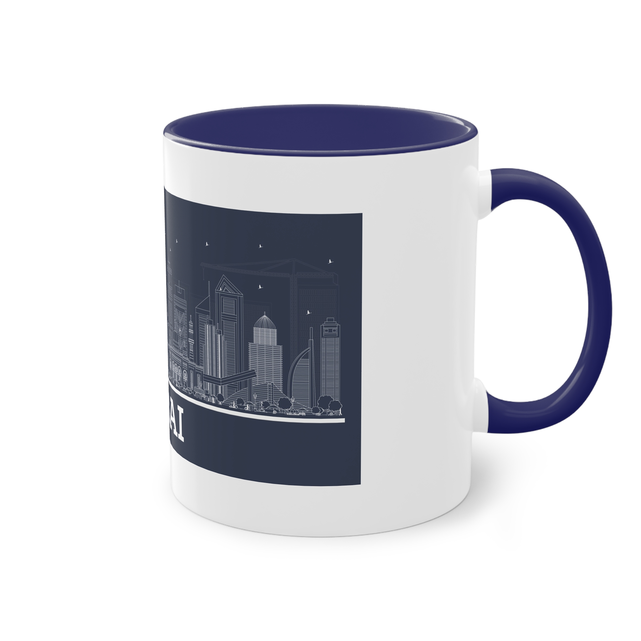 Dubai New Outline Inverse Two Tone Coffee Mug 11oz - Image 44