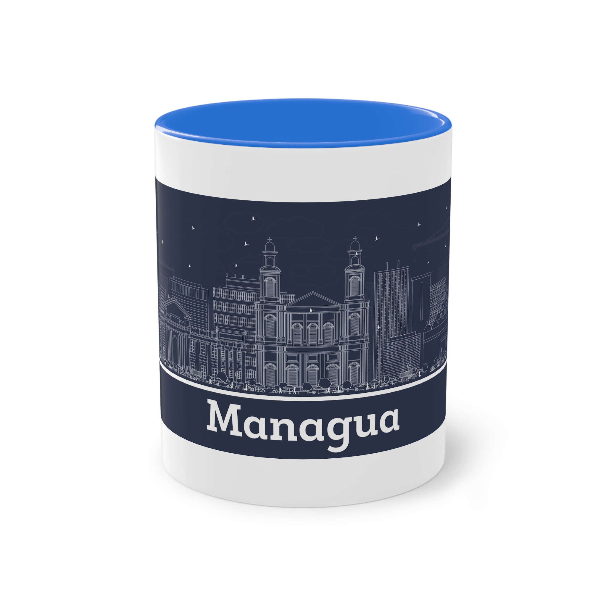Managua Outline Inverse Two Tone Coffee Mug 11oz - Image 37