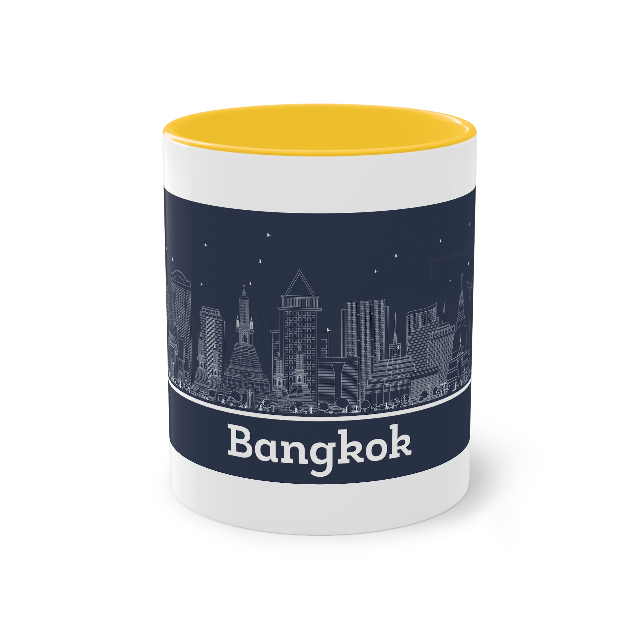 Bangkok Outline Inverse Two Tone Coffee Mug 11oz - Image 17