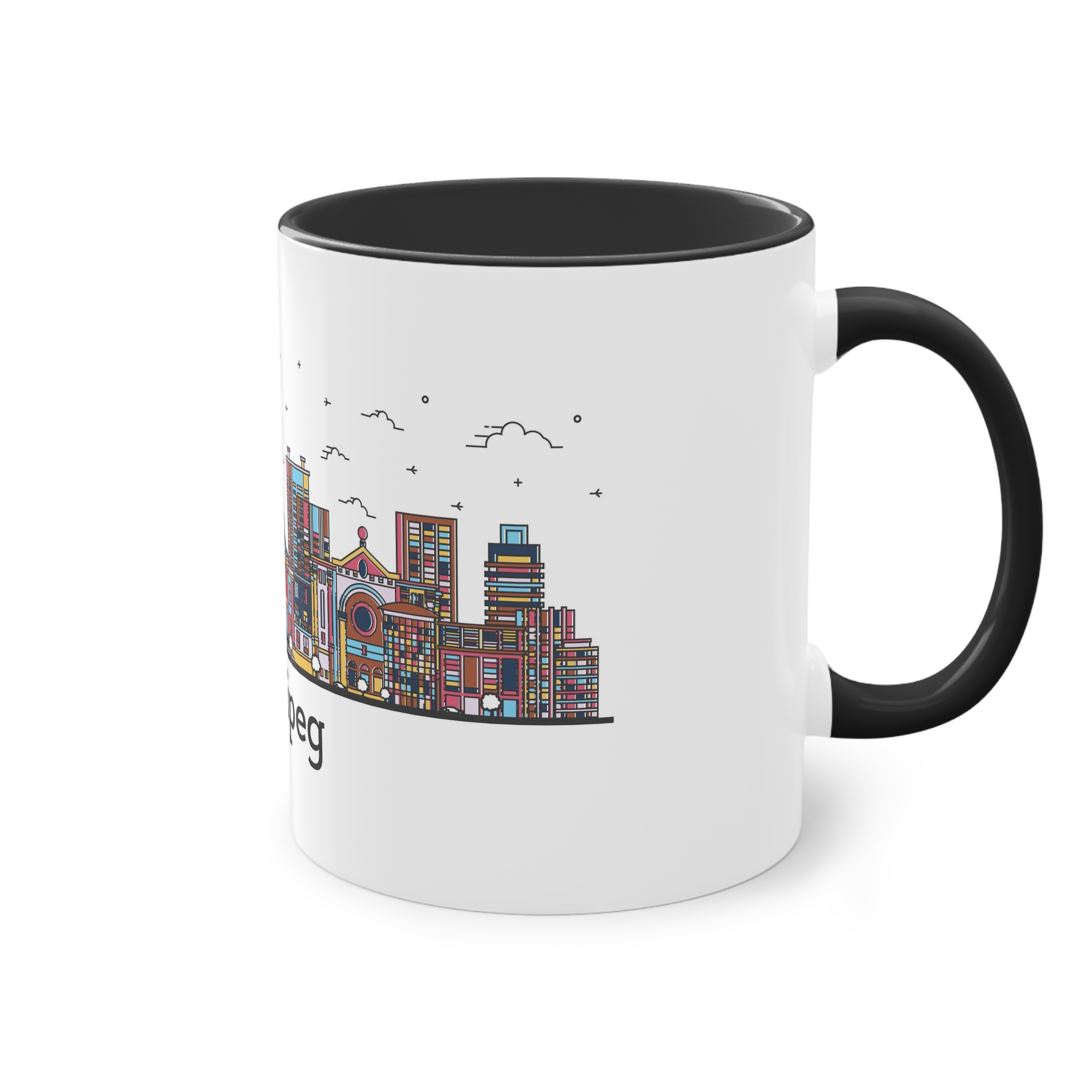 Winnipeg Outline Bold Color Two Tone Coffee Mug 11oz - Image 12