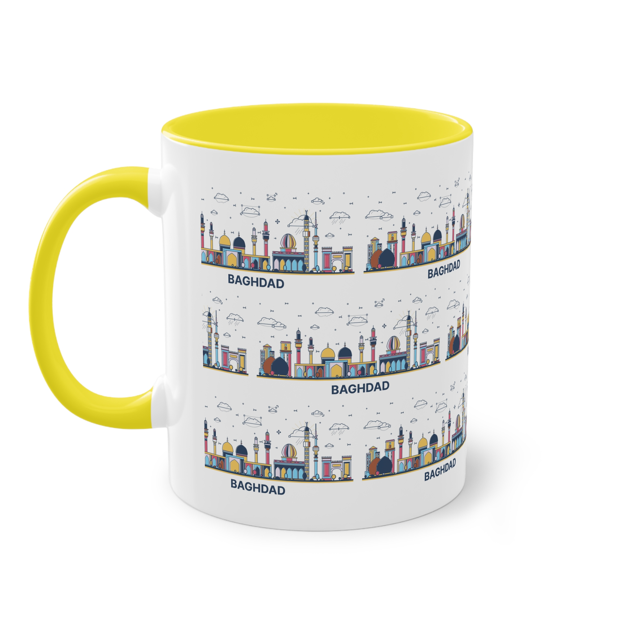 Baghdad Outline Bold Color Two Tone Coffee Mug 11oz - Image 23