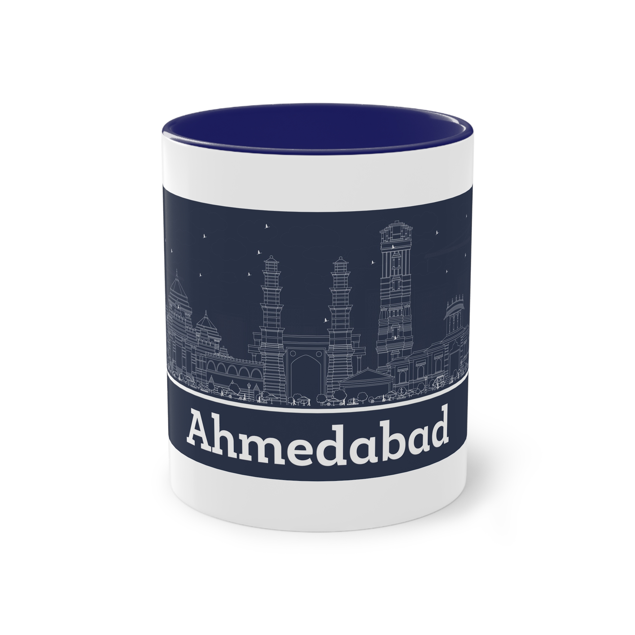 Ahmedabad Outline Inverse Two Tone Coffee Mug 11oz - Image 41