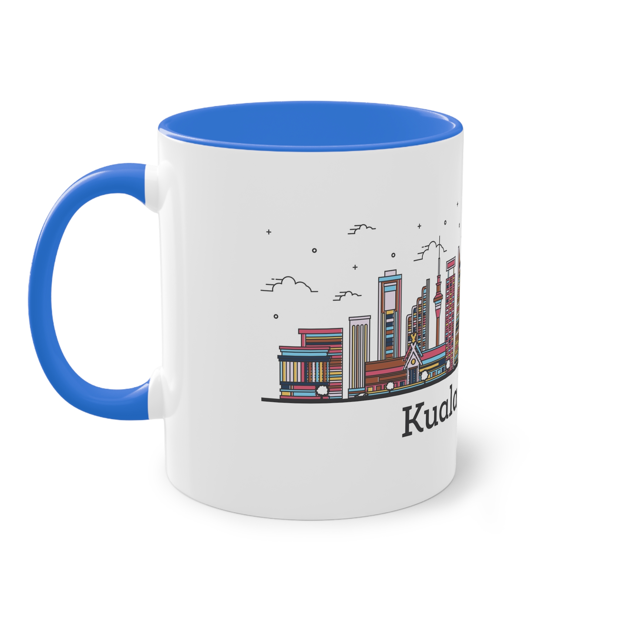 Kuala Lumpur Outline Bold Color Two Tone Coffee Mug 11oz - Image 39