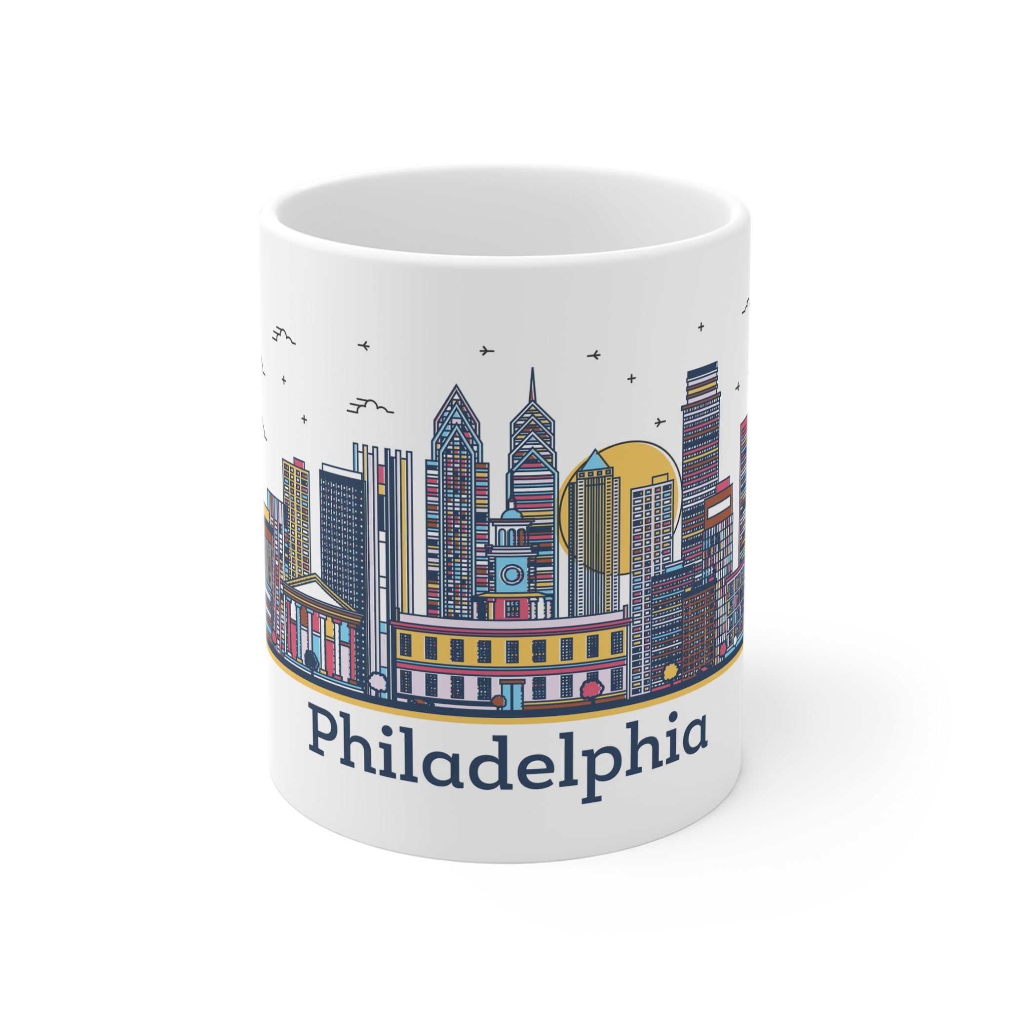 Philadelphia Outline Bold Color 11oz White Mug