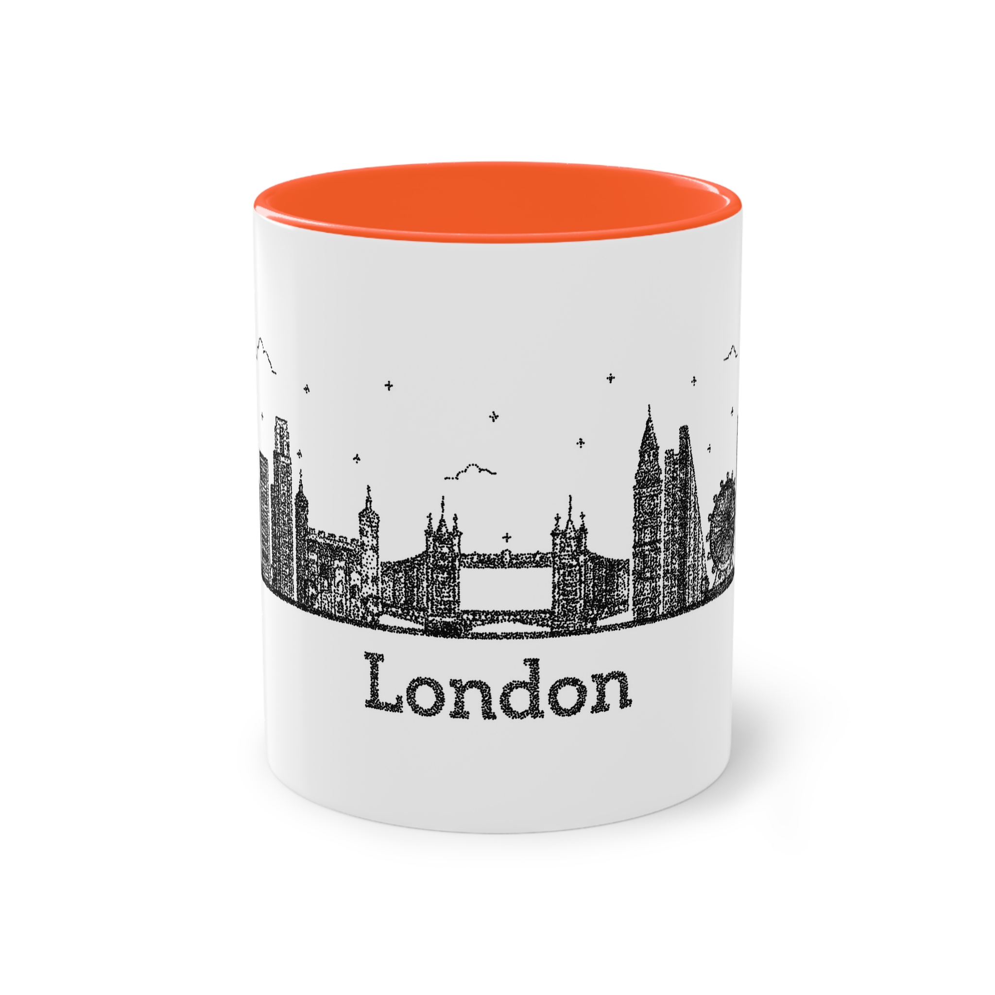 London Outline Bold Color Texture Two Tone Coffee Mug 11oz - Image 13