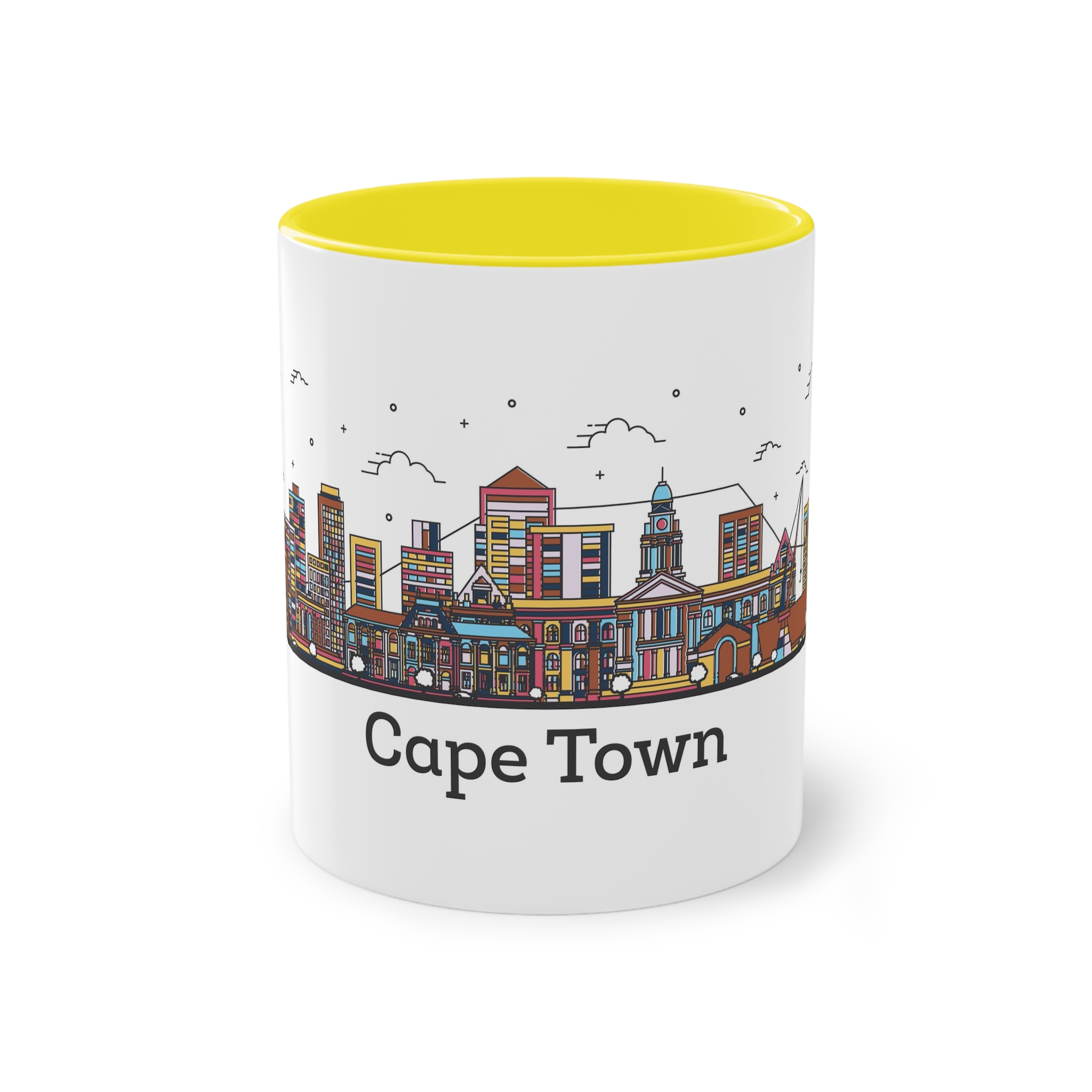 Cape Town Outline Bold Color Two Tone Coffee Mug 11oz - Image 21