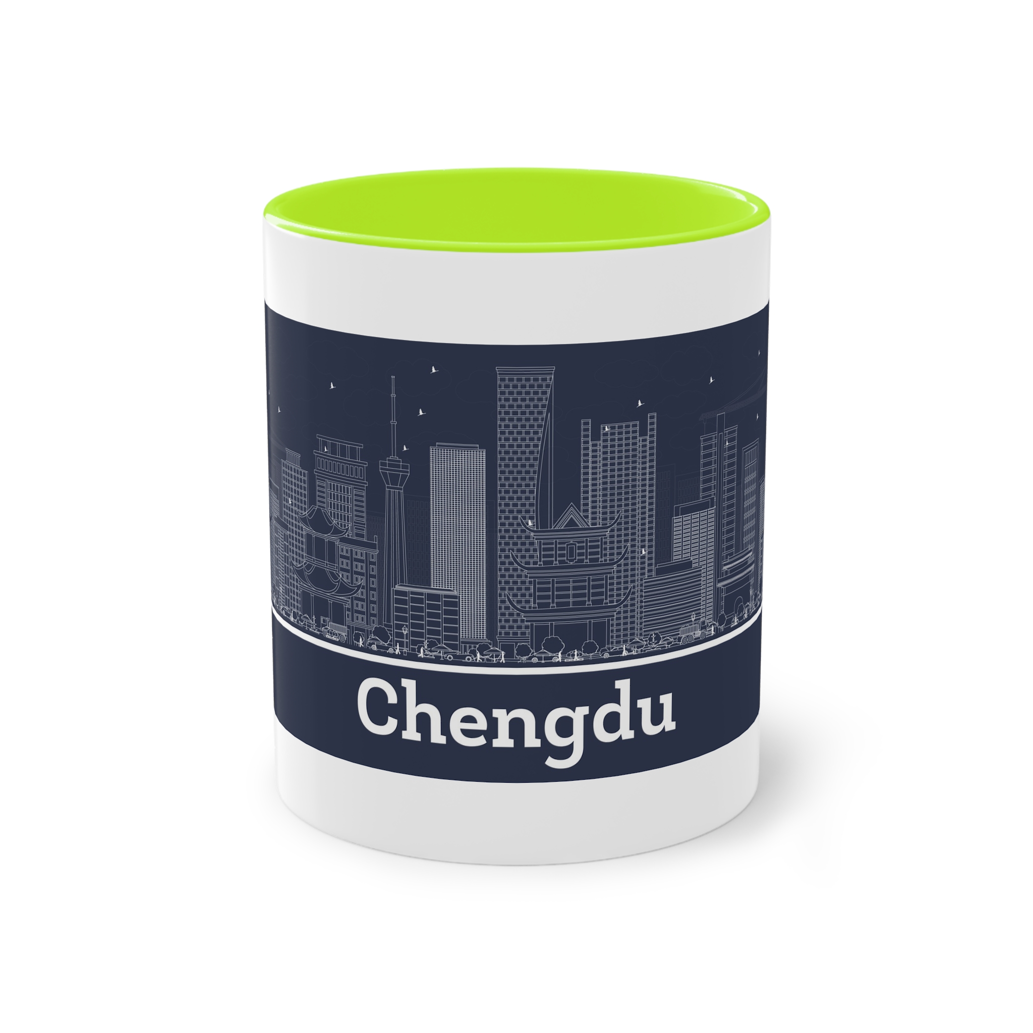 Chengdu Outline Inverse Two Tone Coffee Mug 11oz - Image 25
