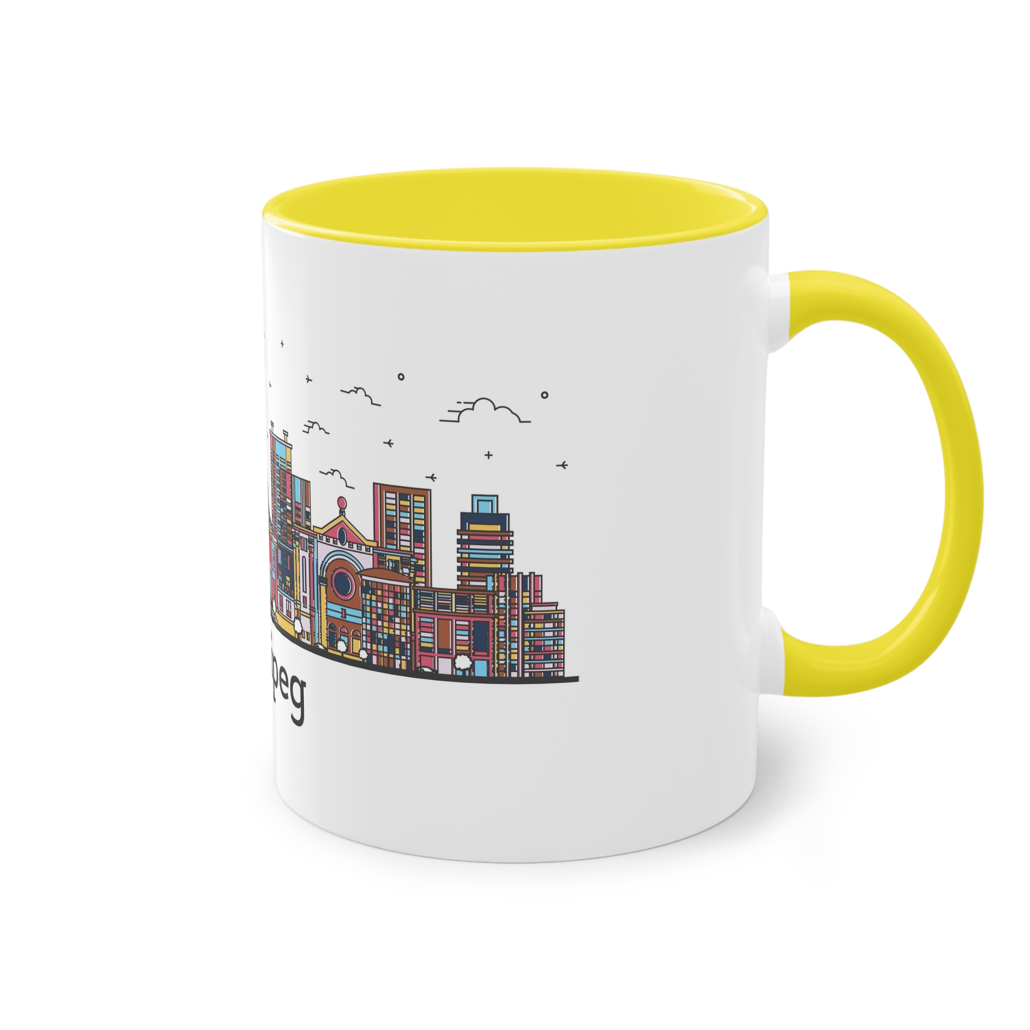 Winnipeg Outline Bold Color Two Tone Coffee Mug 11oz - Image 24