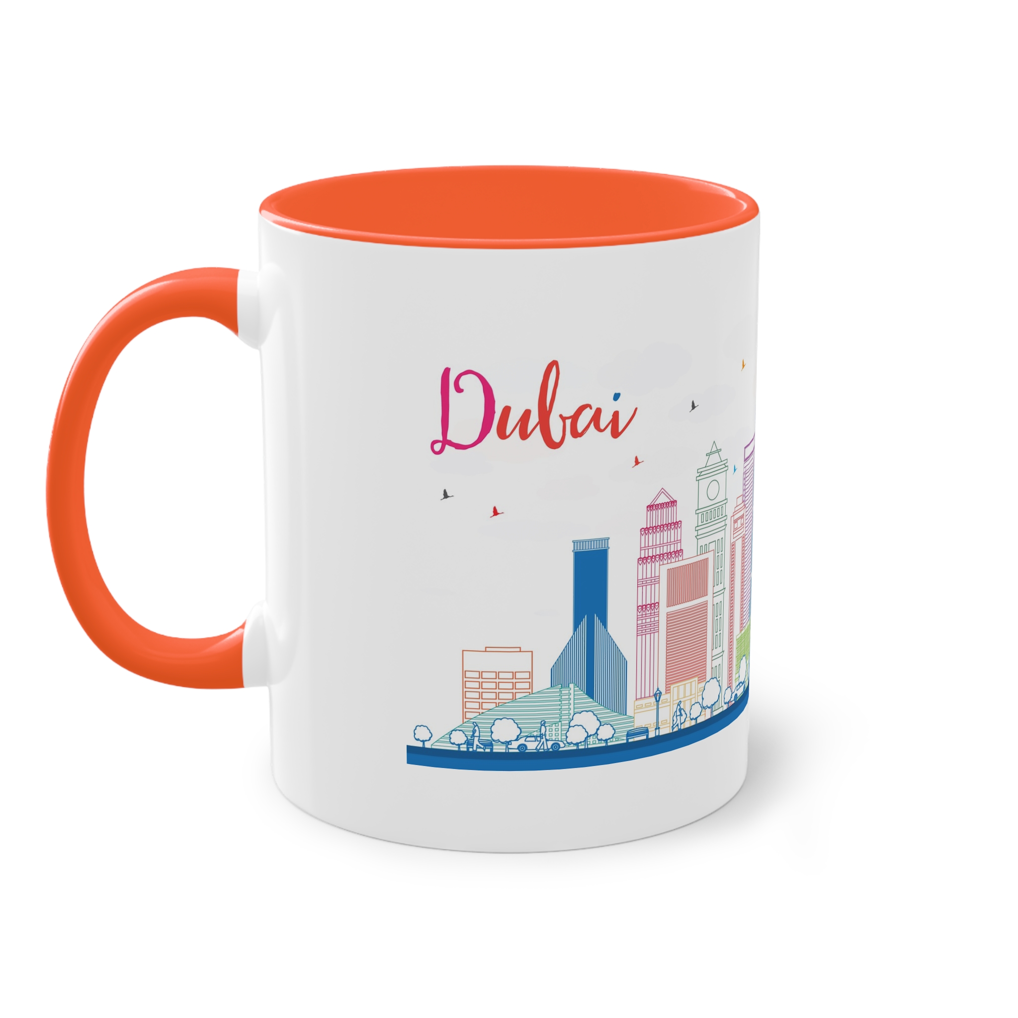 Dubai Outline Color Two Tone Coffee Mug 11oz - Image 15