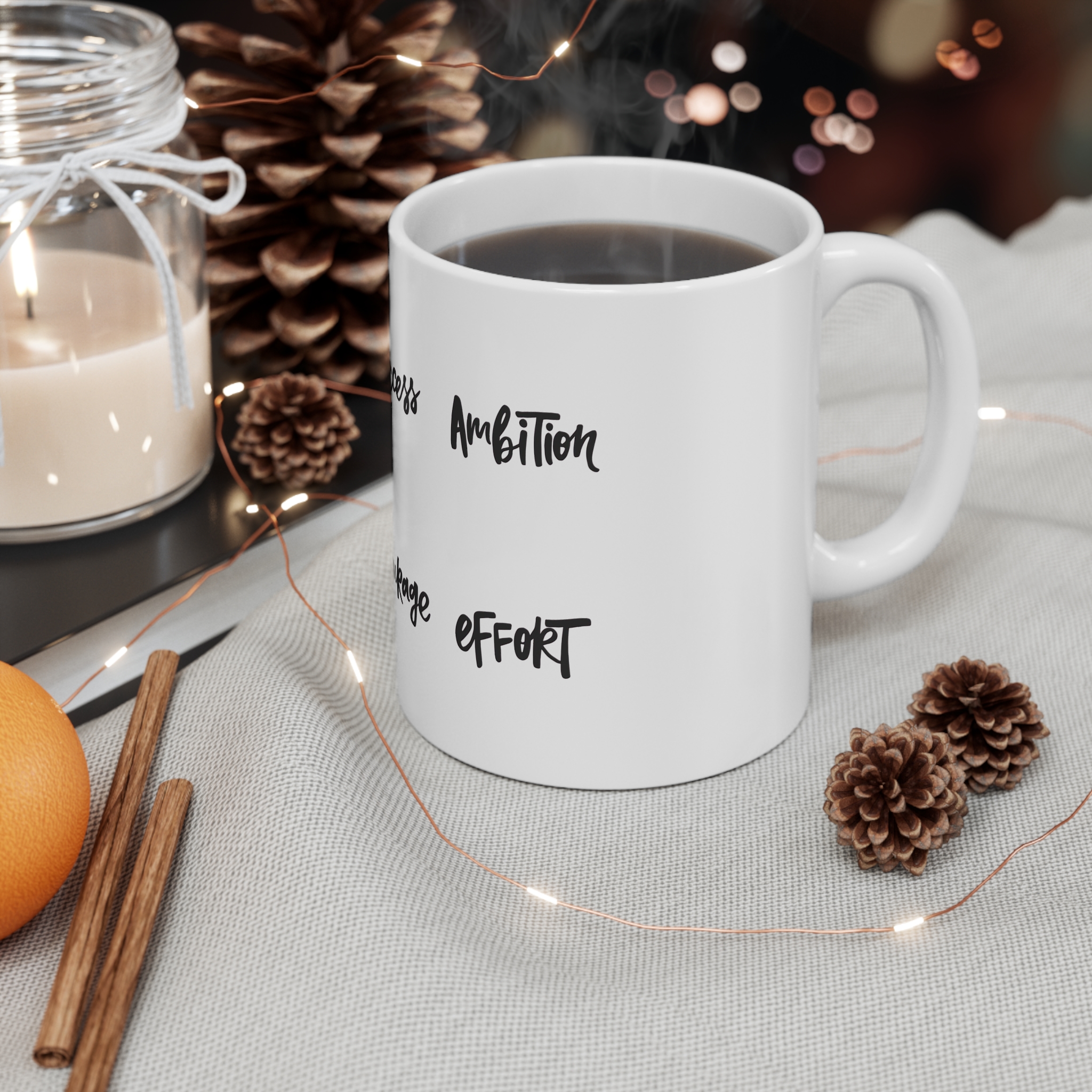 Set Handwritten Words About Success 11oz White Mug - Image 4