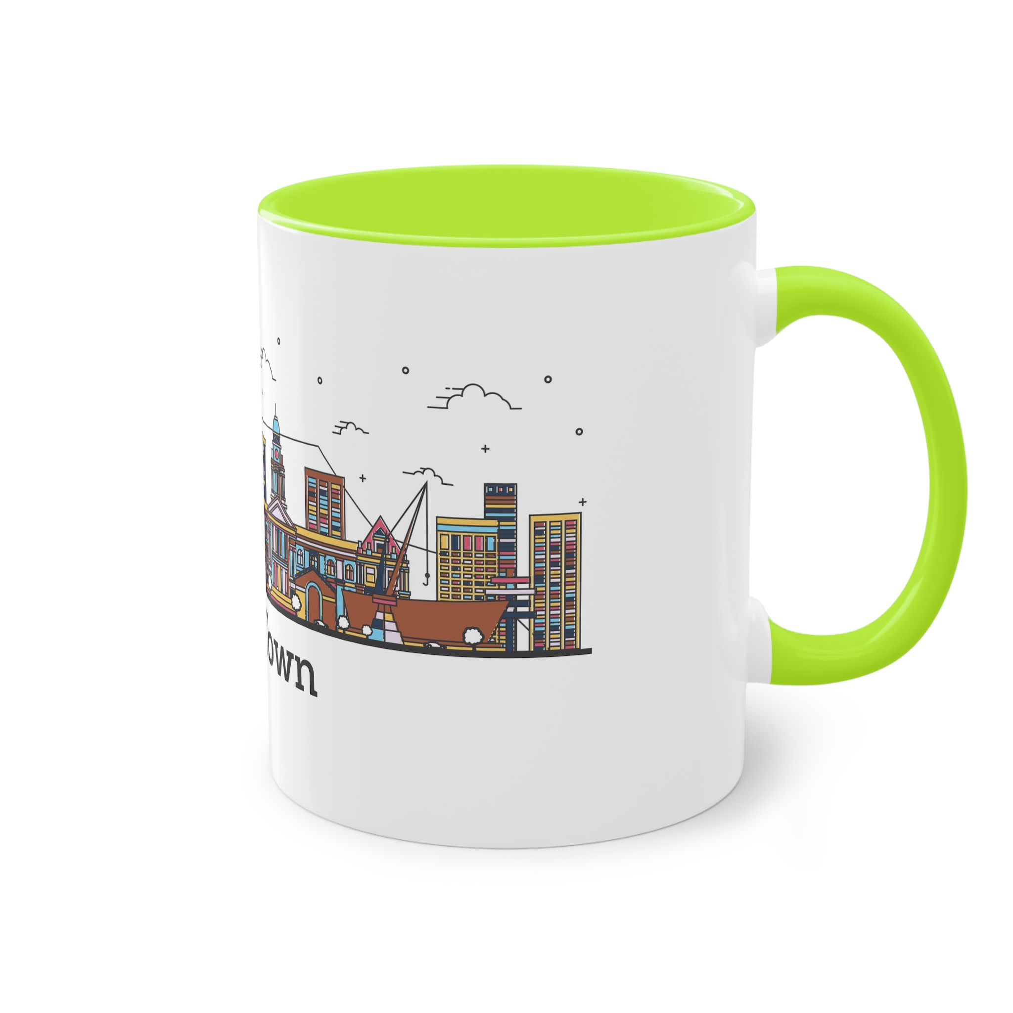 Cape Town Outline Bold Color Two Tone Coffee Mug 11oz - Image 28