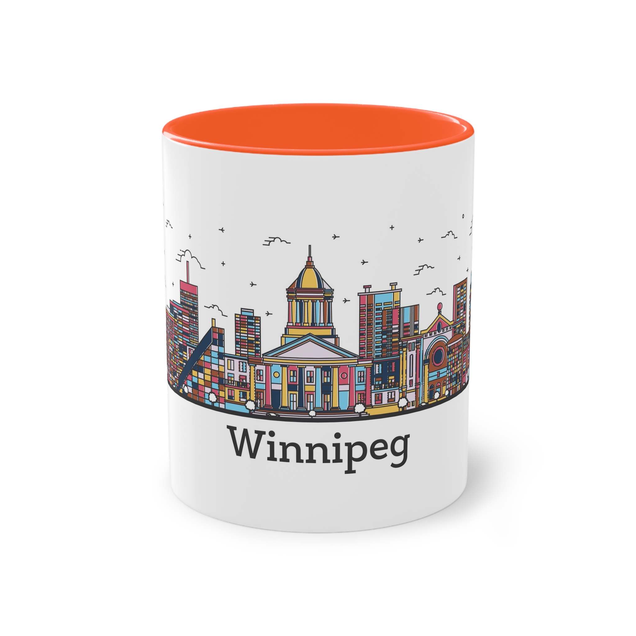 Winnipeg Outline Bold Color Two Tone Coffee Mug 11oz - Image 13