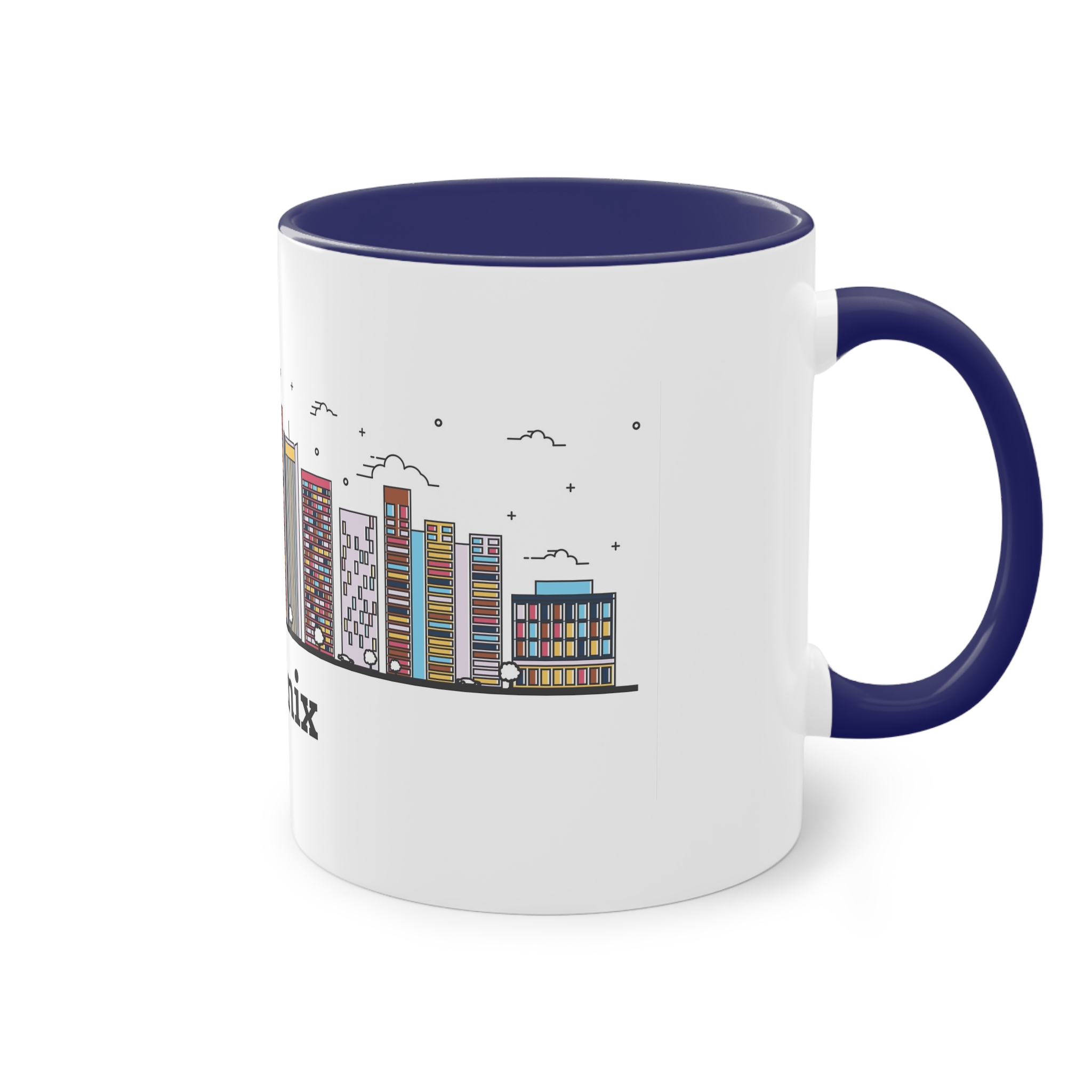 Phoenix Outline Bold Color Two Tone Coffee Mug 11oz - Image 44