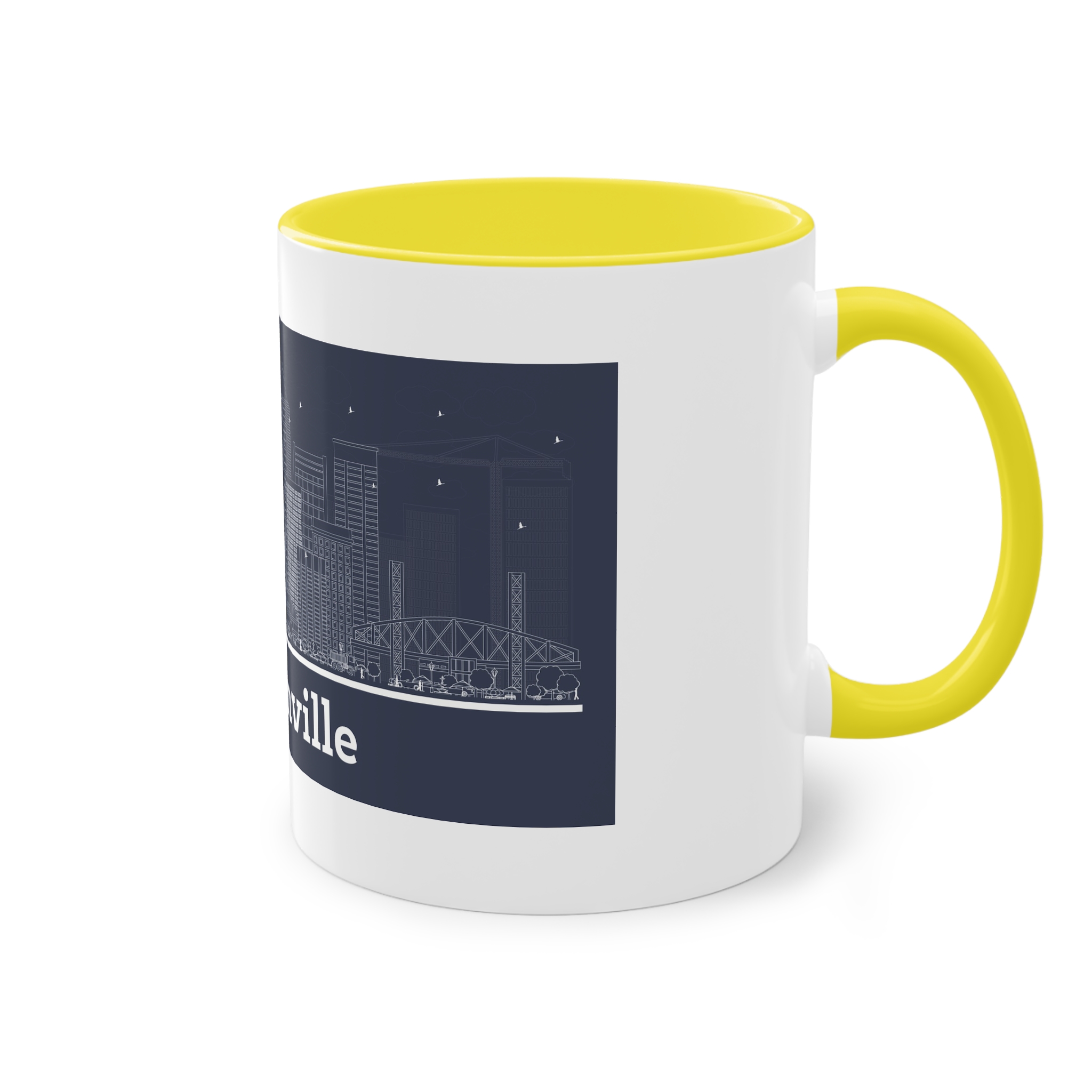Jacksonville Outline Inverse Two Tone Coffee Mug 11oz - Image 24