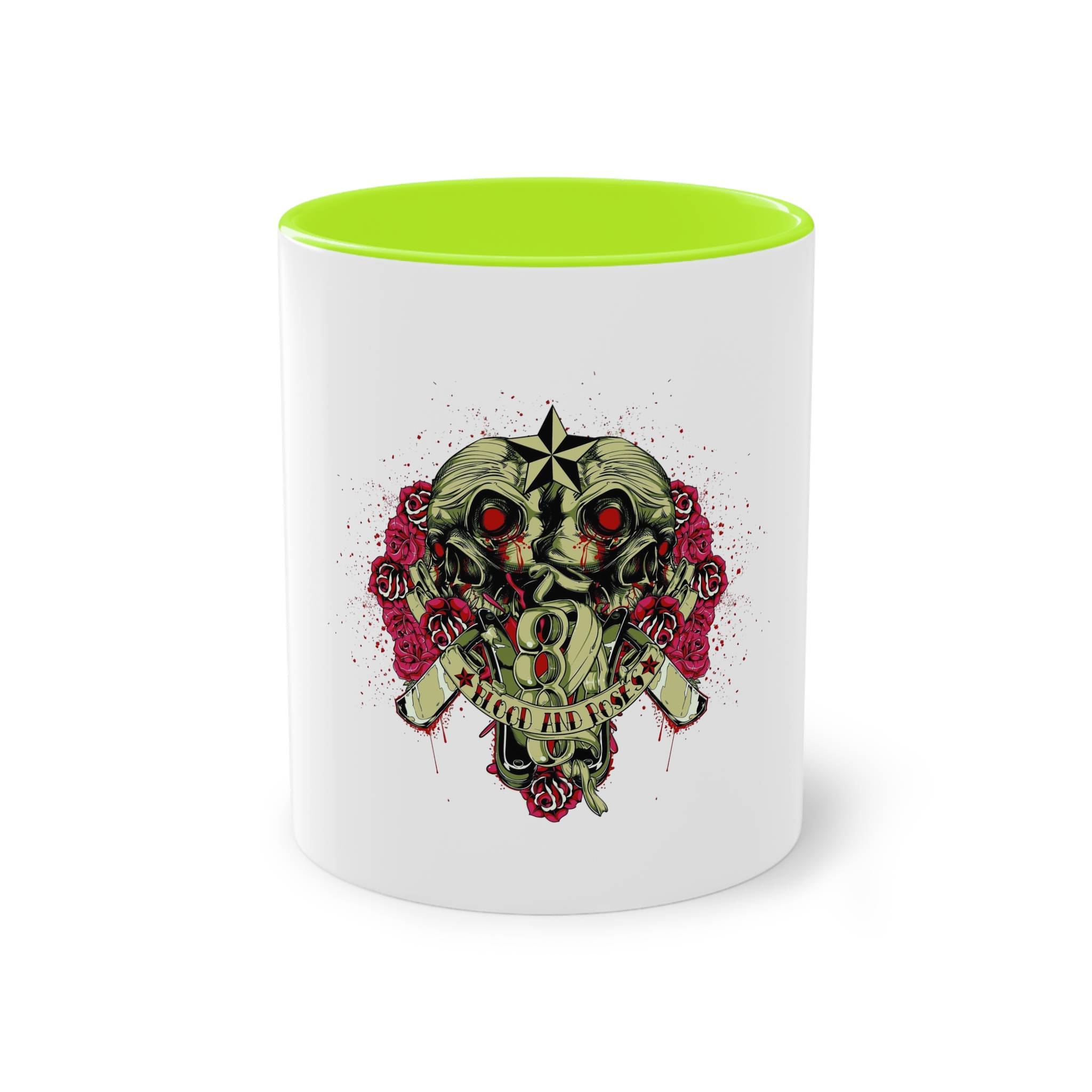 Back Back Zombie Skulls With Blades Knuckle Duster Two Tone Coffee Mug 11oz - Image 25