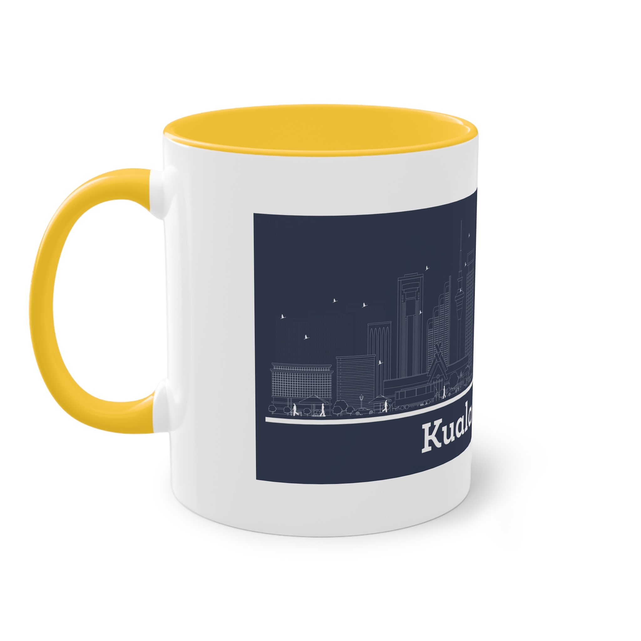 Kuala Lumpur Outline Inverse Two Tone Coffee Mug 11oz - Image 19