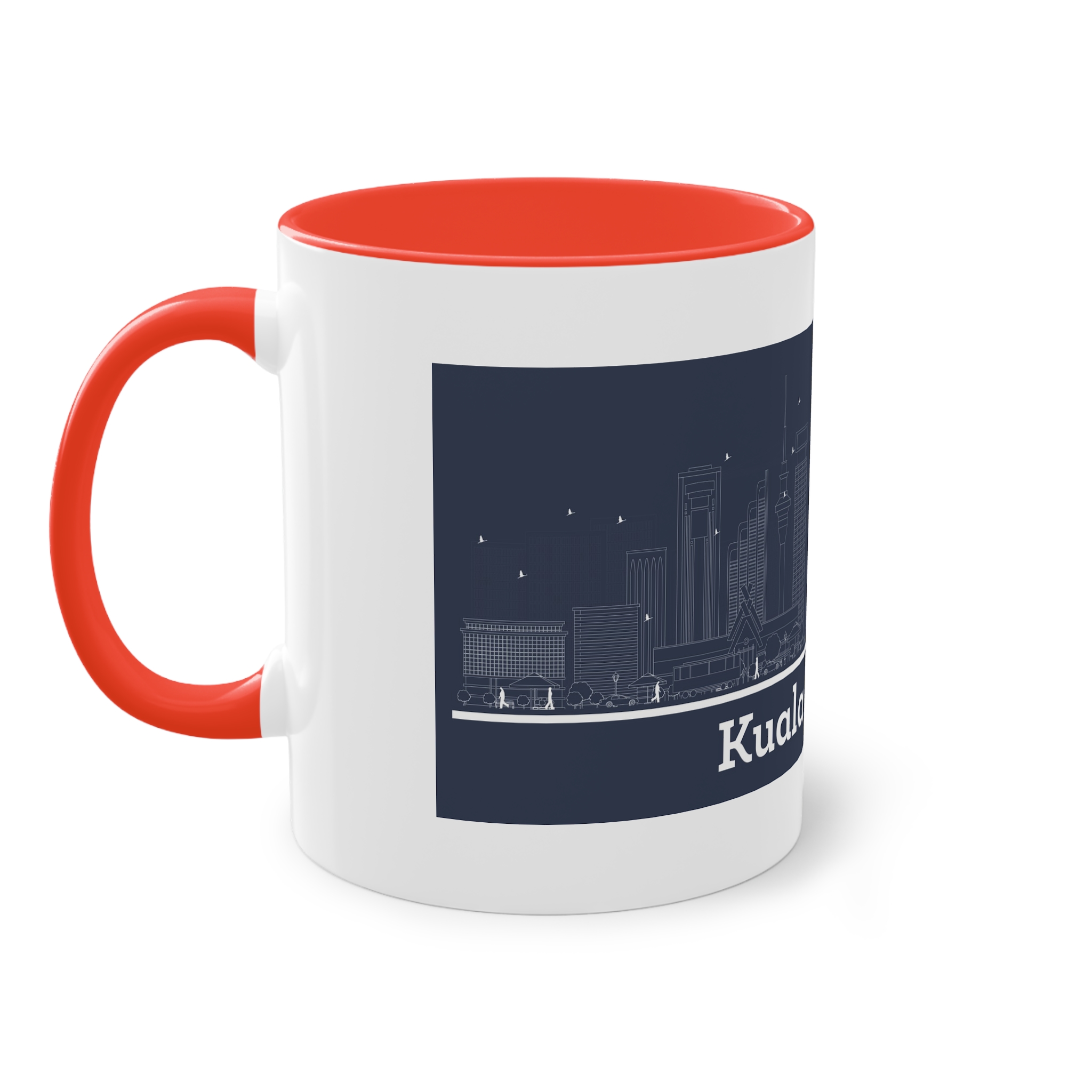 Kuala Lumpur Outline Inverse Two Tone Coffee Mug 11oz - Image 3