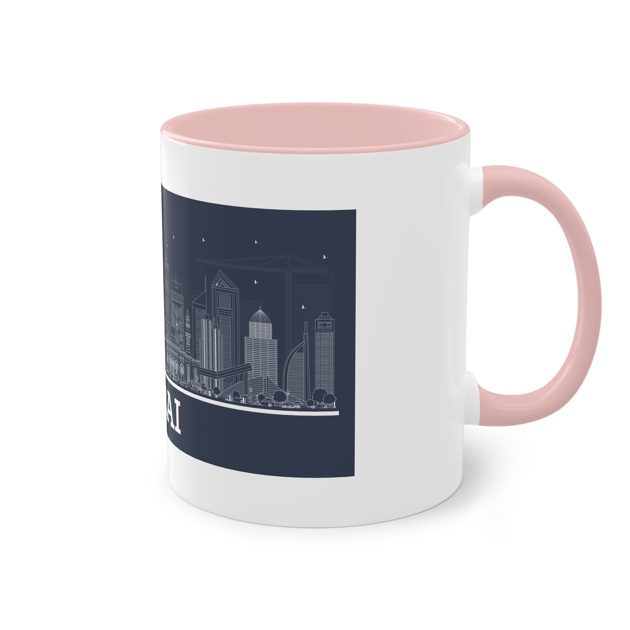 Dubai New Outline Inverse Two Tone Coffee Mug 11oz - Image 48