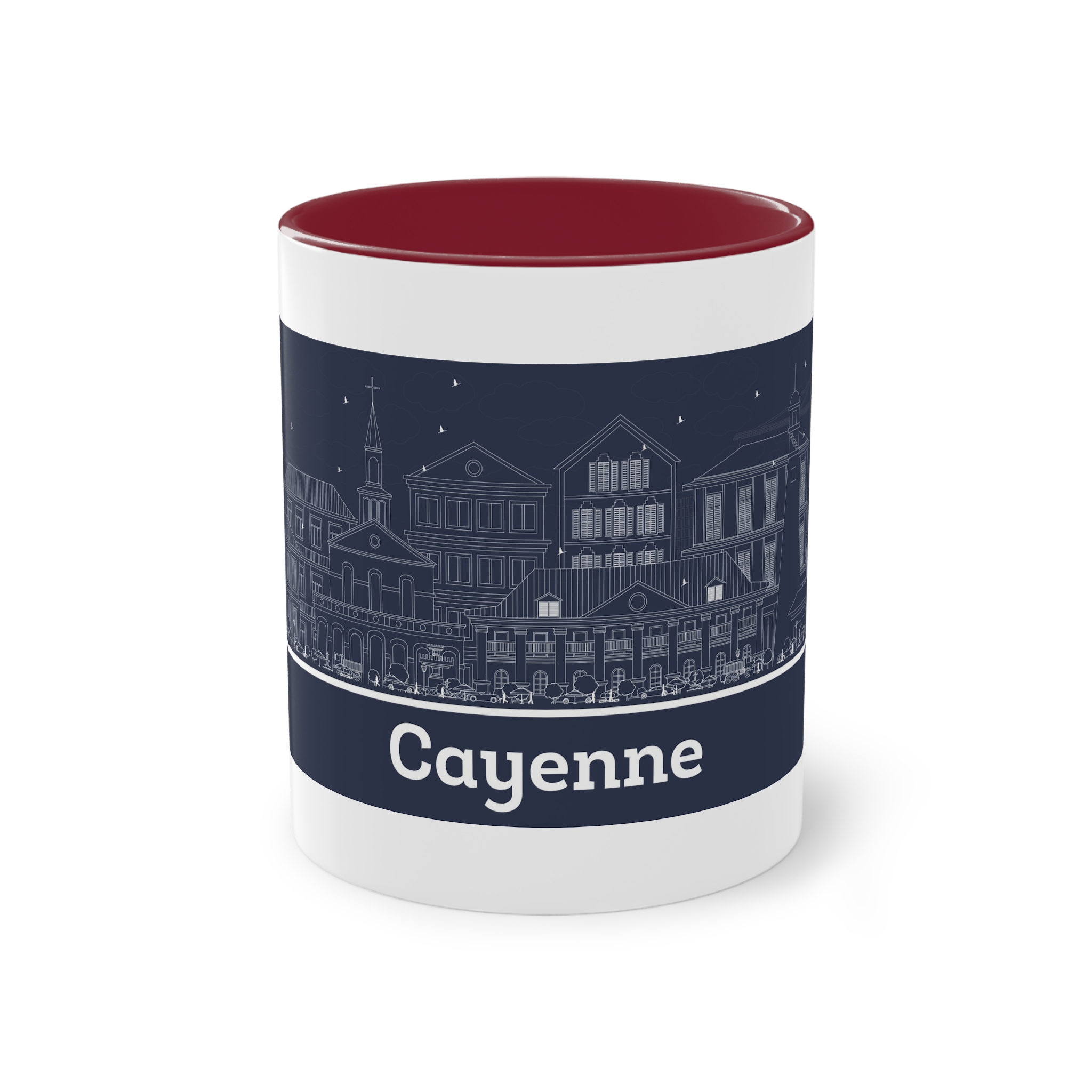 Cayenne Outline Inverse Two Tone Coffee Mug 11oz - Image 5