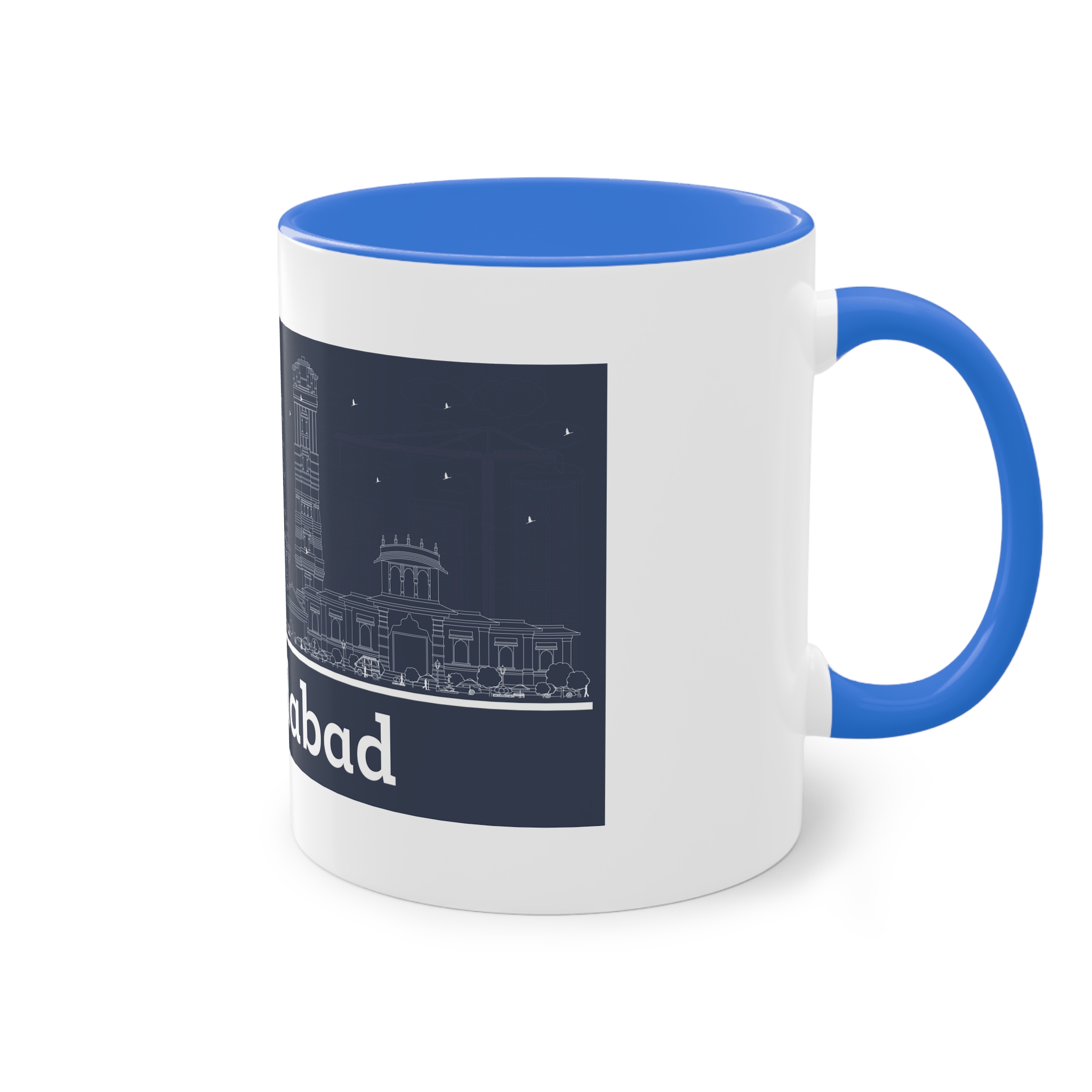 Ahmedabad Outline Inverse Two Tone Coffee Mug 11oz - Image 40