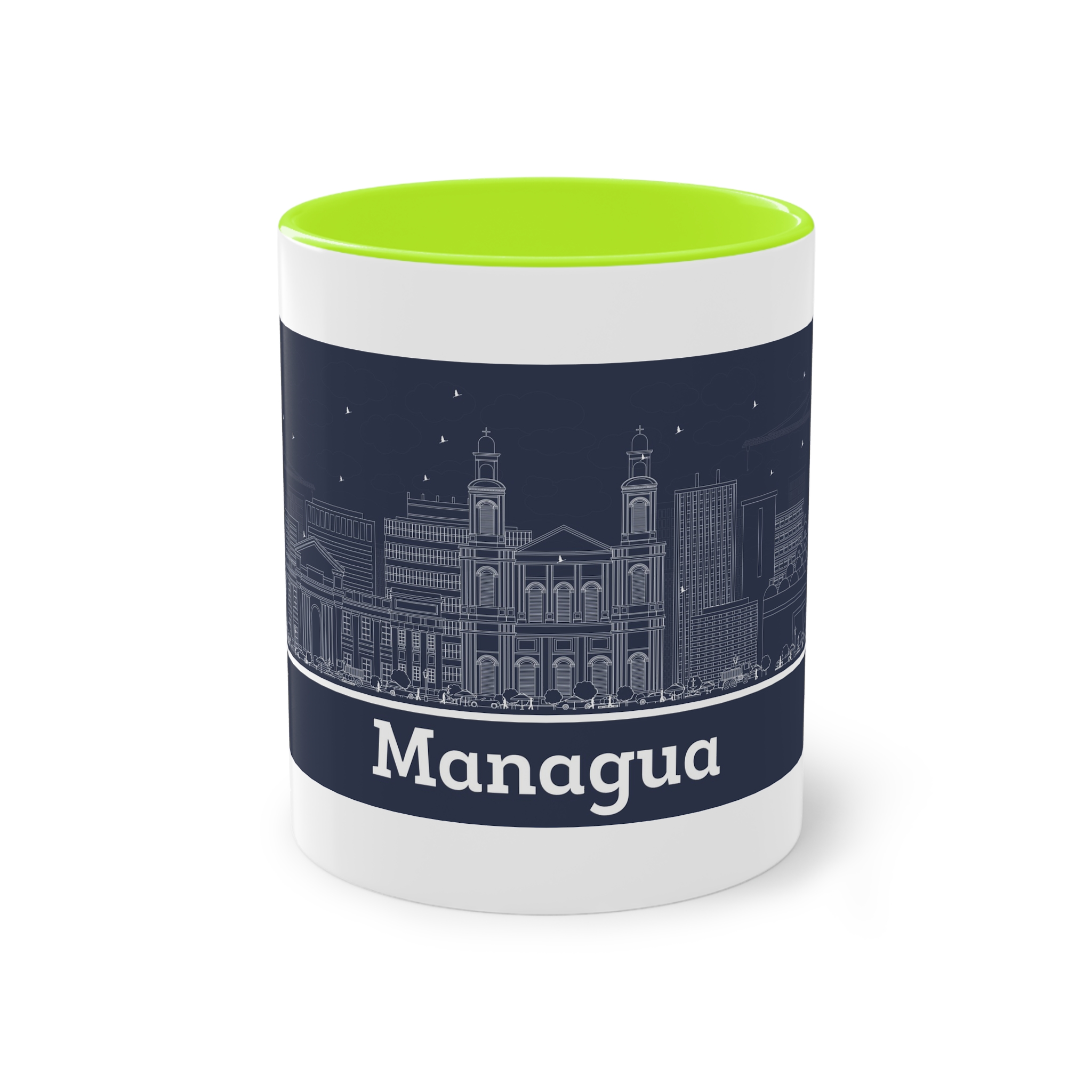 Managua Outline Inverse Two Tone Coffee Mug 11oz - Image 25