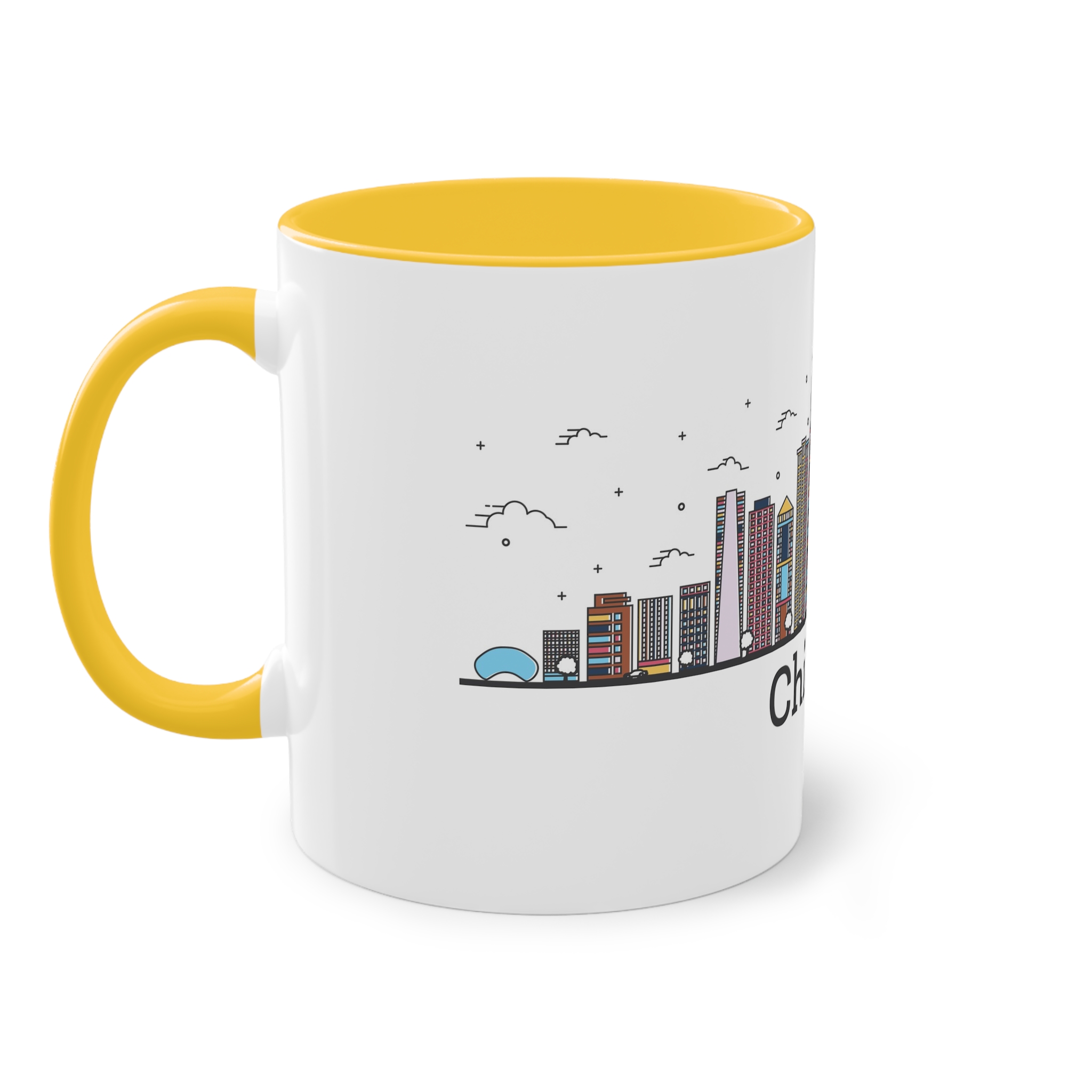 Chicago Outline Bold Color Two Tone Coffee Mug 11oz - Image 19
