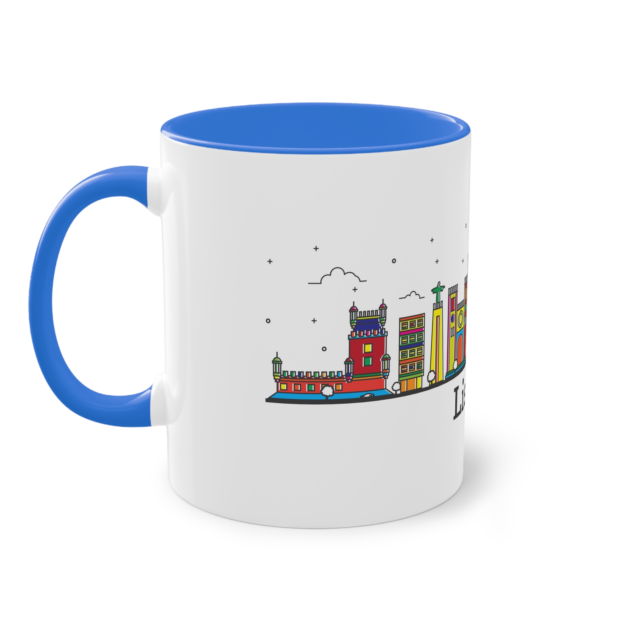 Lisbon Outline Bold Color Two Tone Coffee Mug 11oz - Image 39