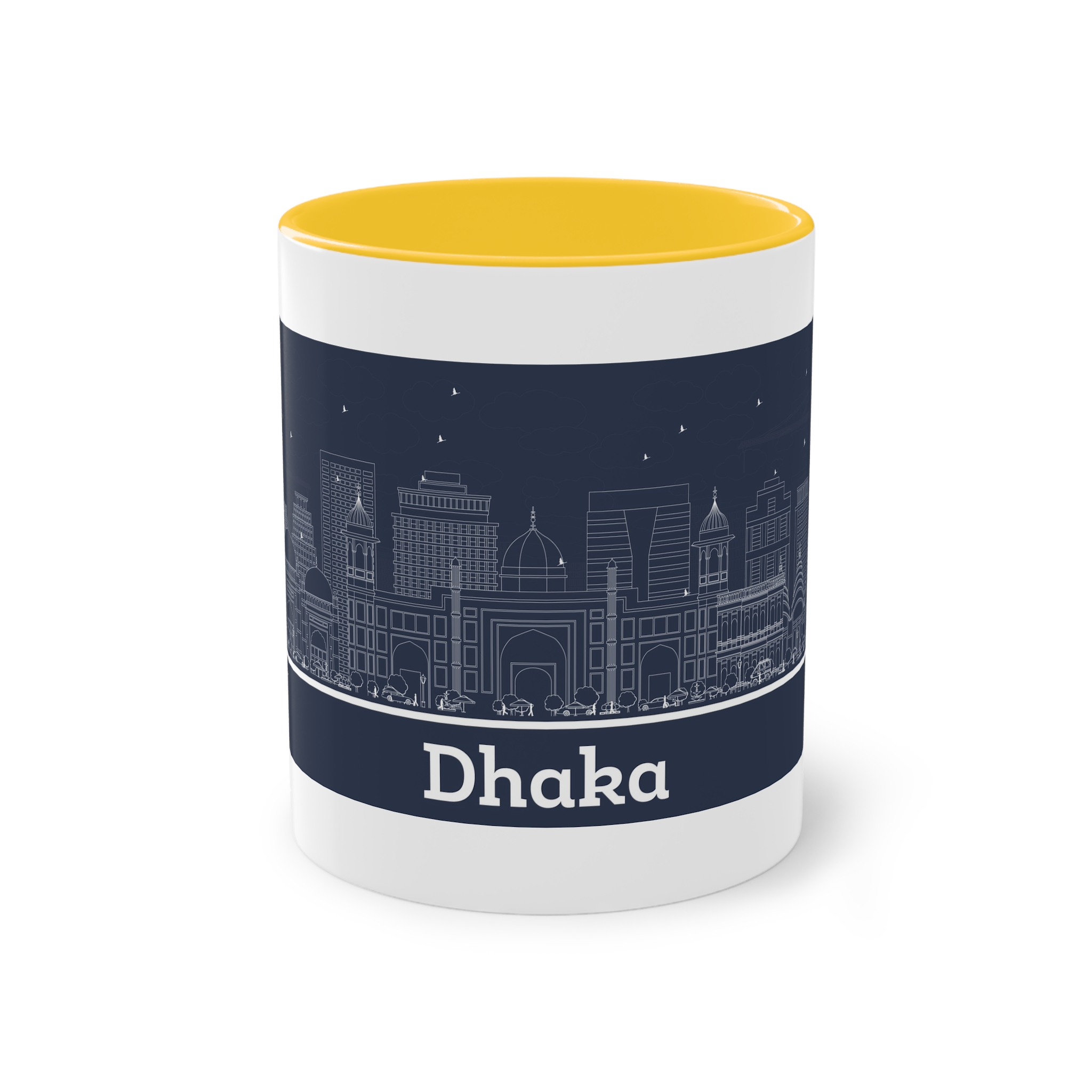 Dhaka Outline Inverse Two Tone Coffee Mug 11oz - Image 17