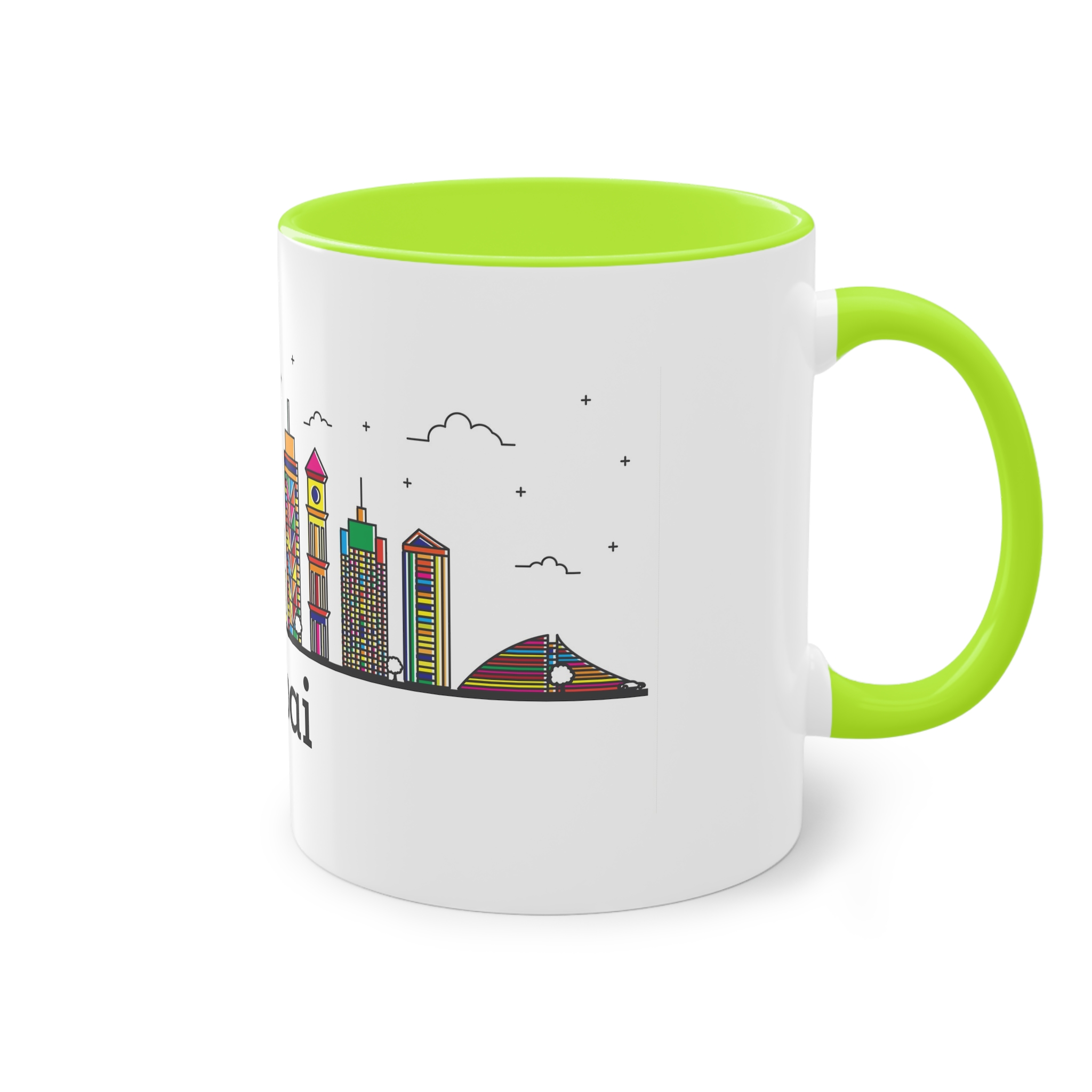 Dubai Outline Bold Color Two Tone Coffee Mug 11oz - Image 28