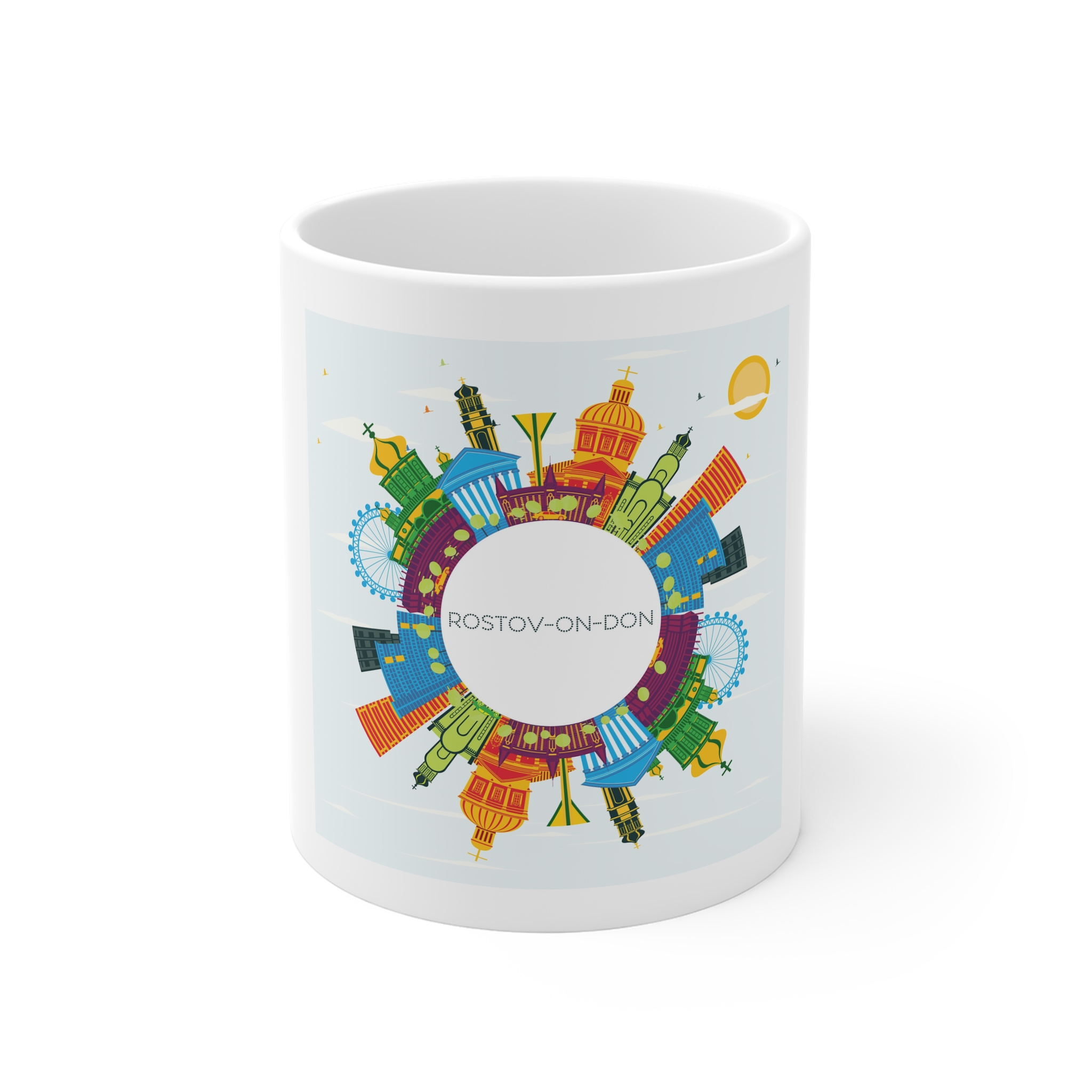 Rostov On Don Color Circle Cloud 11oz White Mug