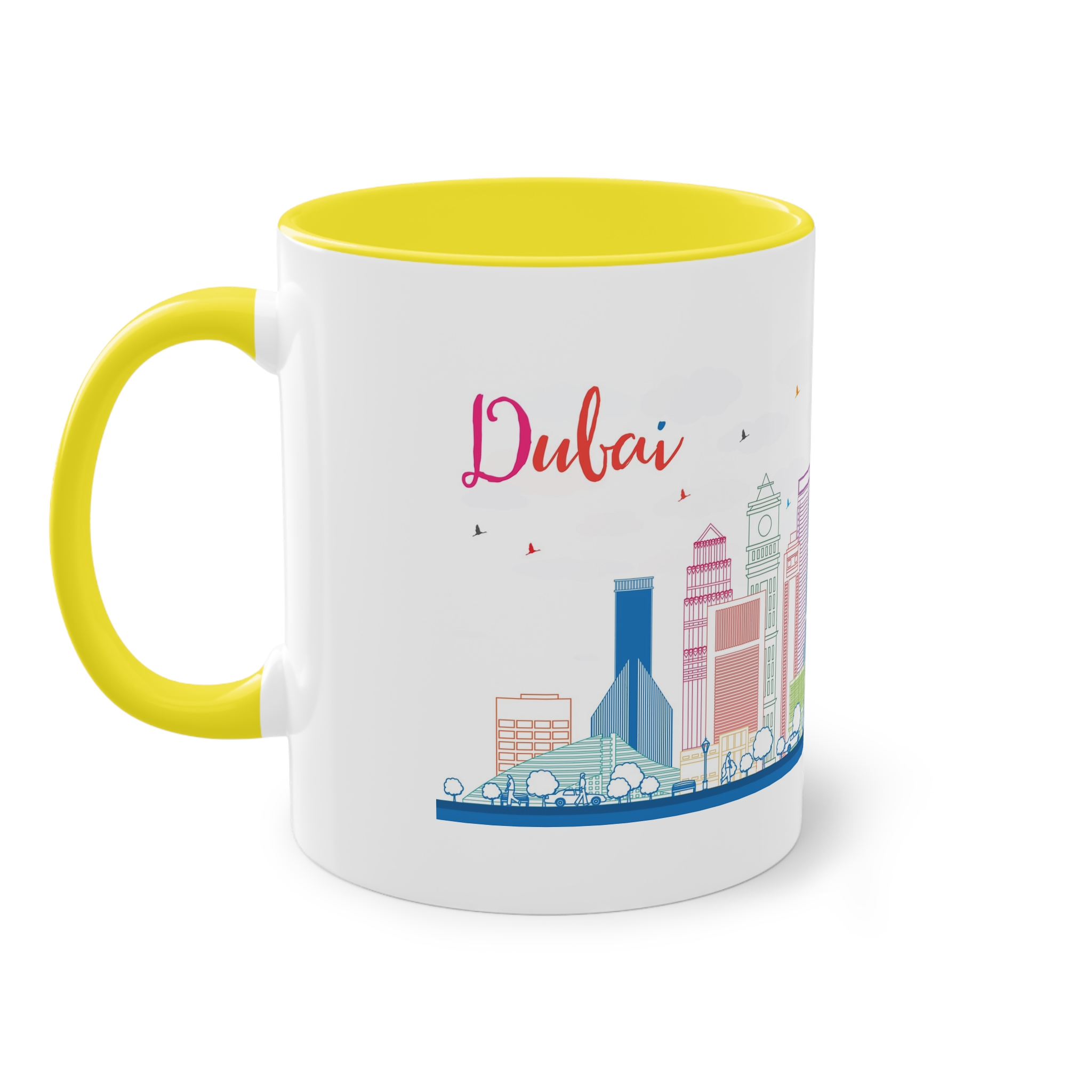 Dubai Outline Color Two Tone Coffee Mug 11oz - Image 23
