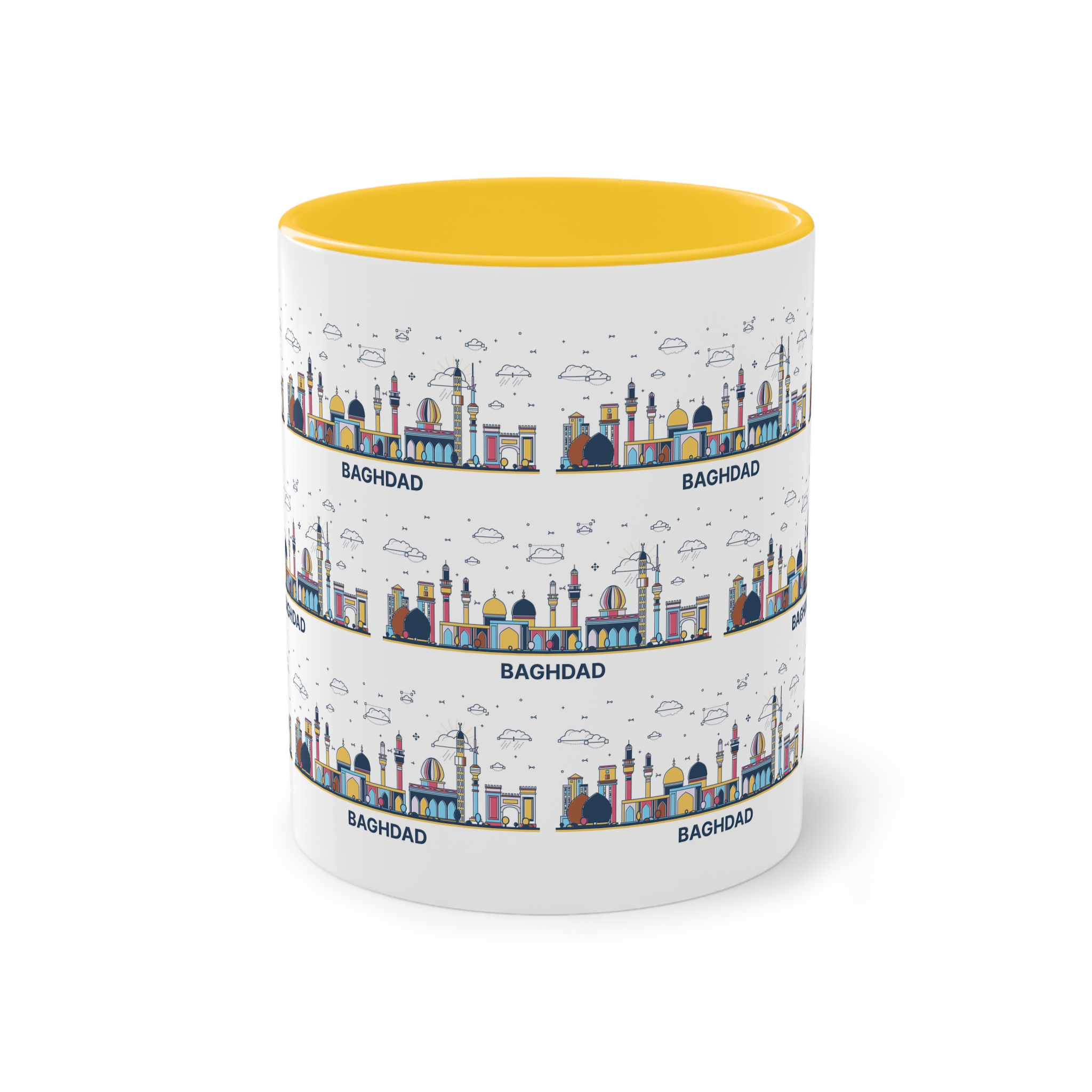 Baghdad Outline Bold Color Two Tone Coffee Mug 11oz - Image 17