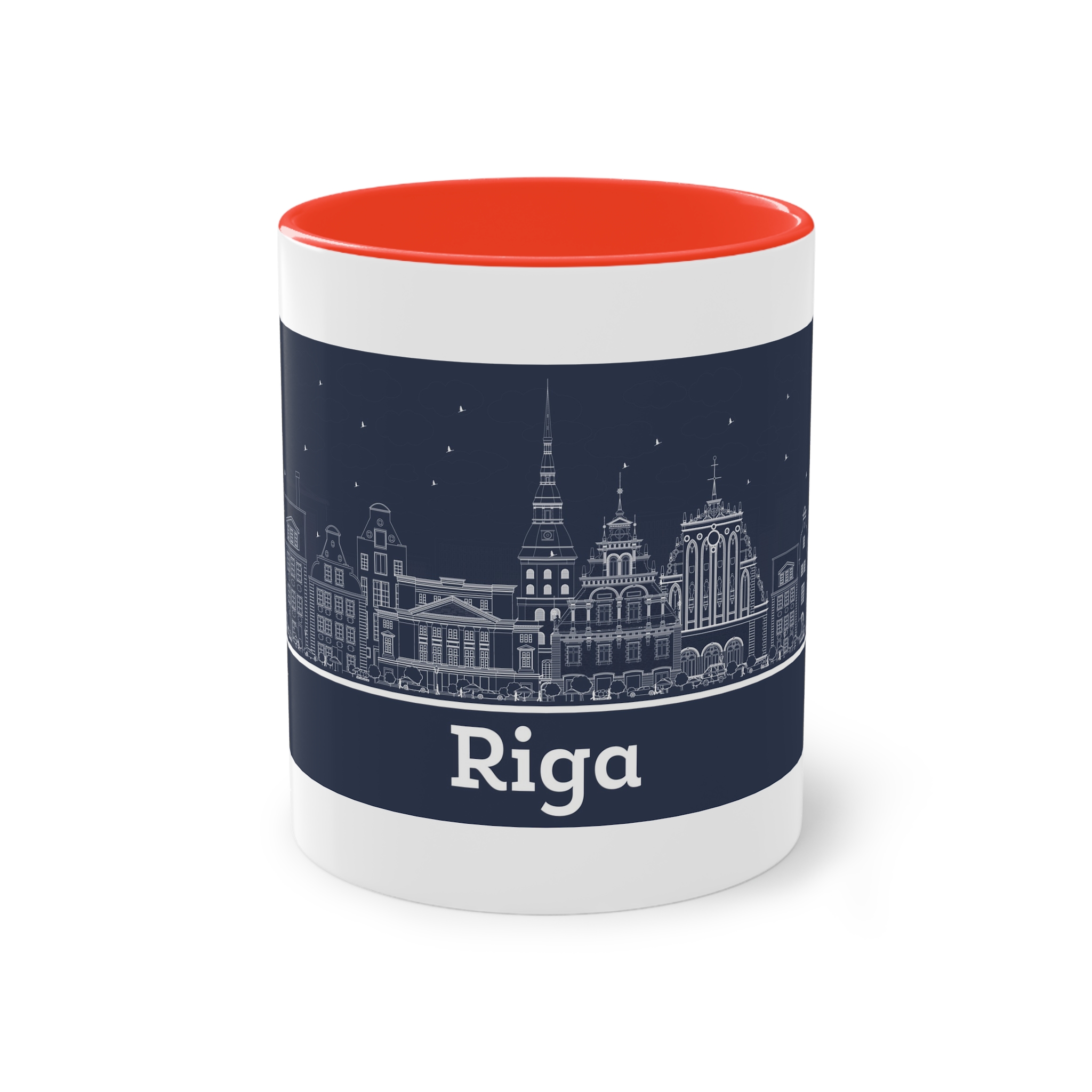 Riga Outline Inverse Two Tone Coffee Mug 11oz