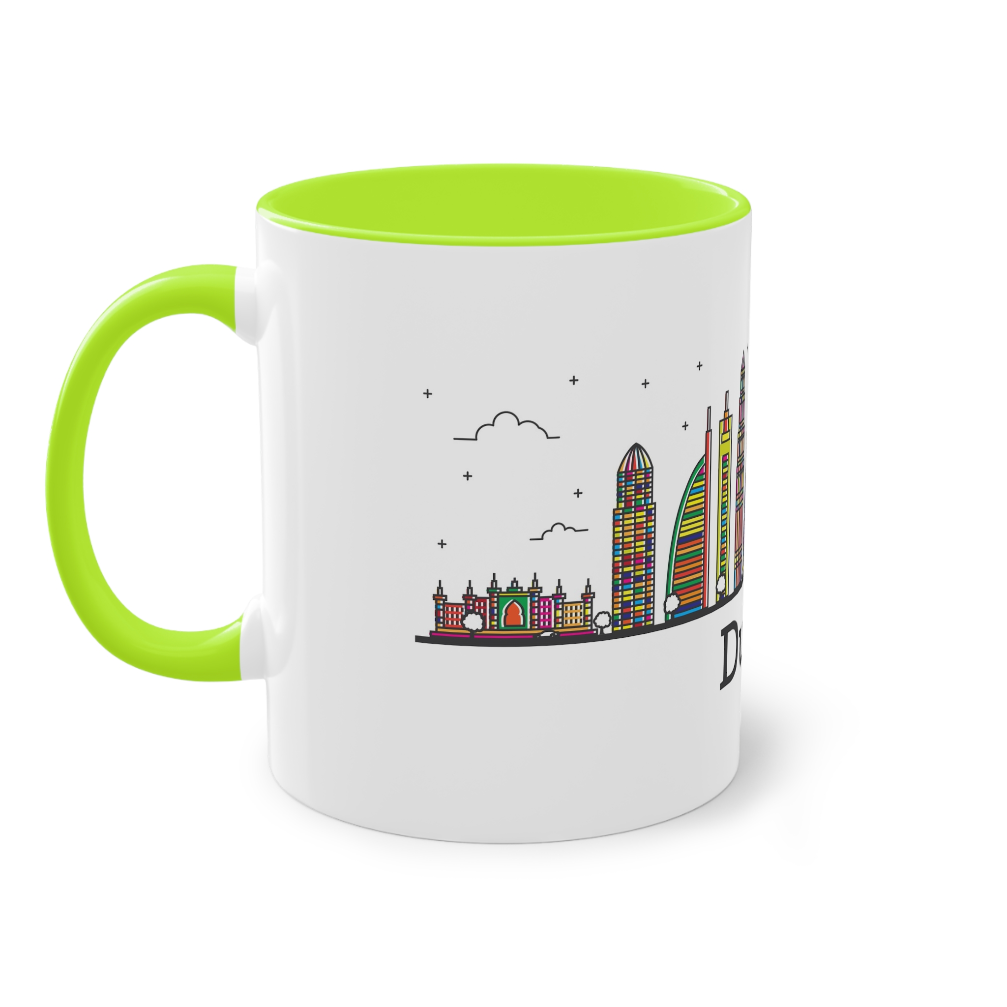 Dubai Outline Bold Color Two Tone Coffee Mug 11oz - Image 27