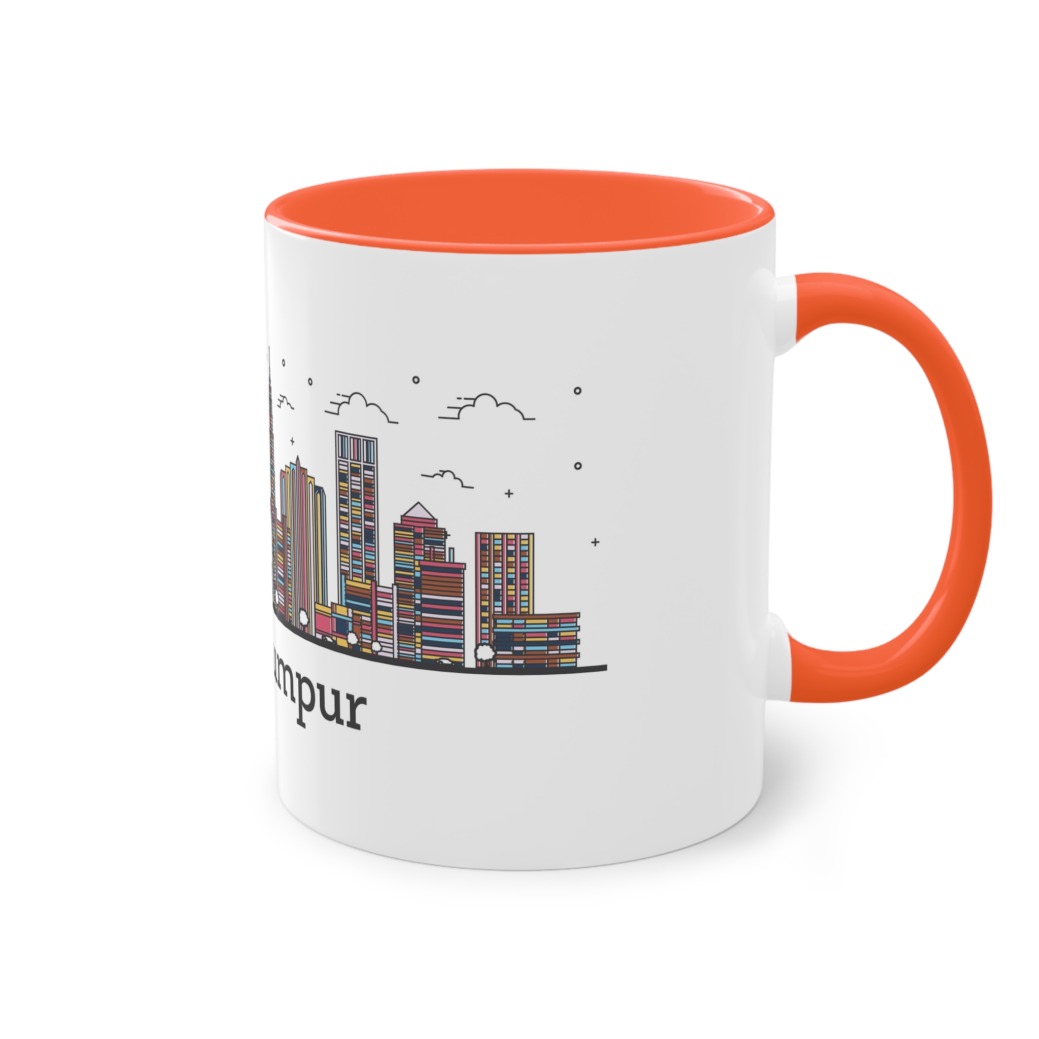 Kuala Lumpur Outline Bold Color Two Tone Coffee Mug 11oz - Image 16
